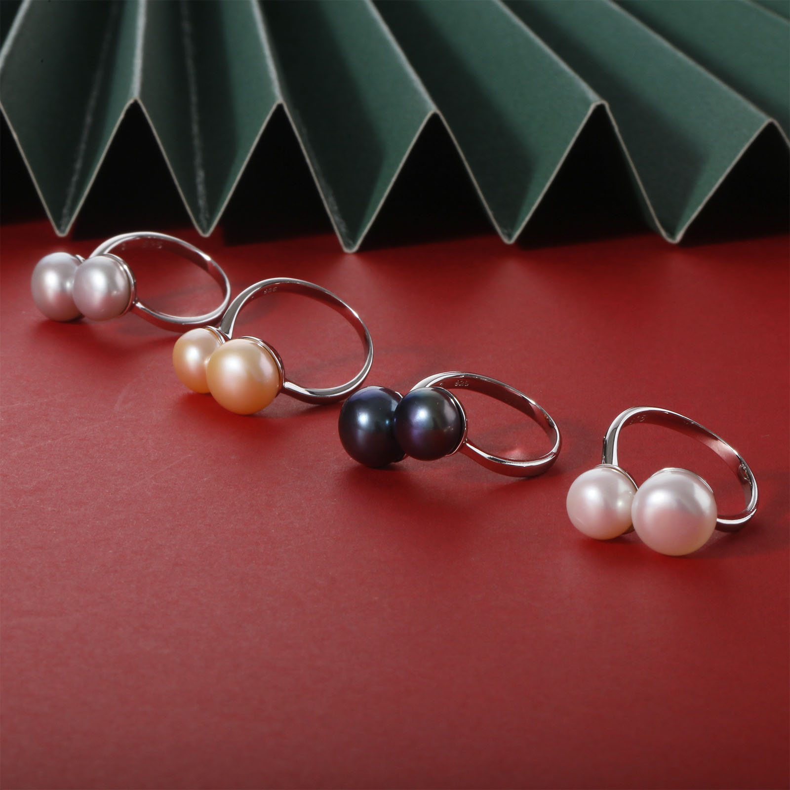 fashion elegant freshwater pearl silver ring for women men