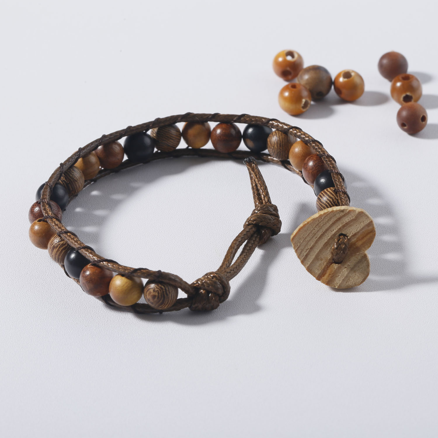 fashion handmade string bracelet with wooden beads for men women