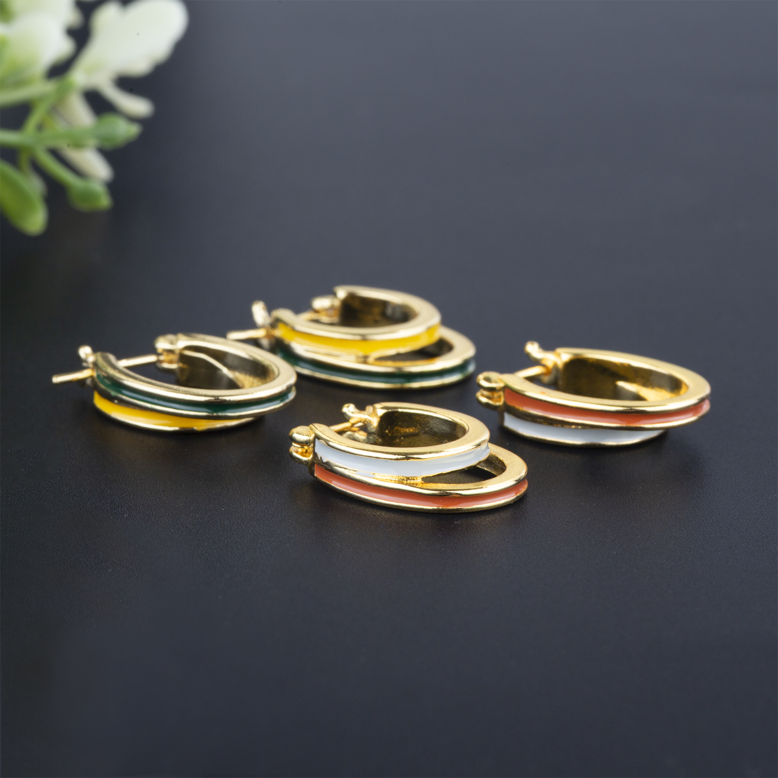 fashion graceful womens jewelry unique enamel huggie earrings