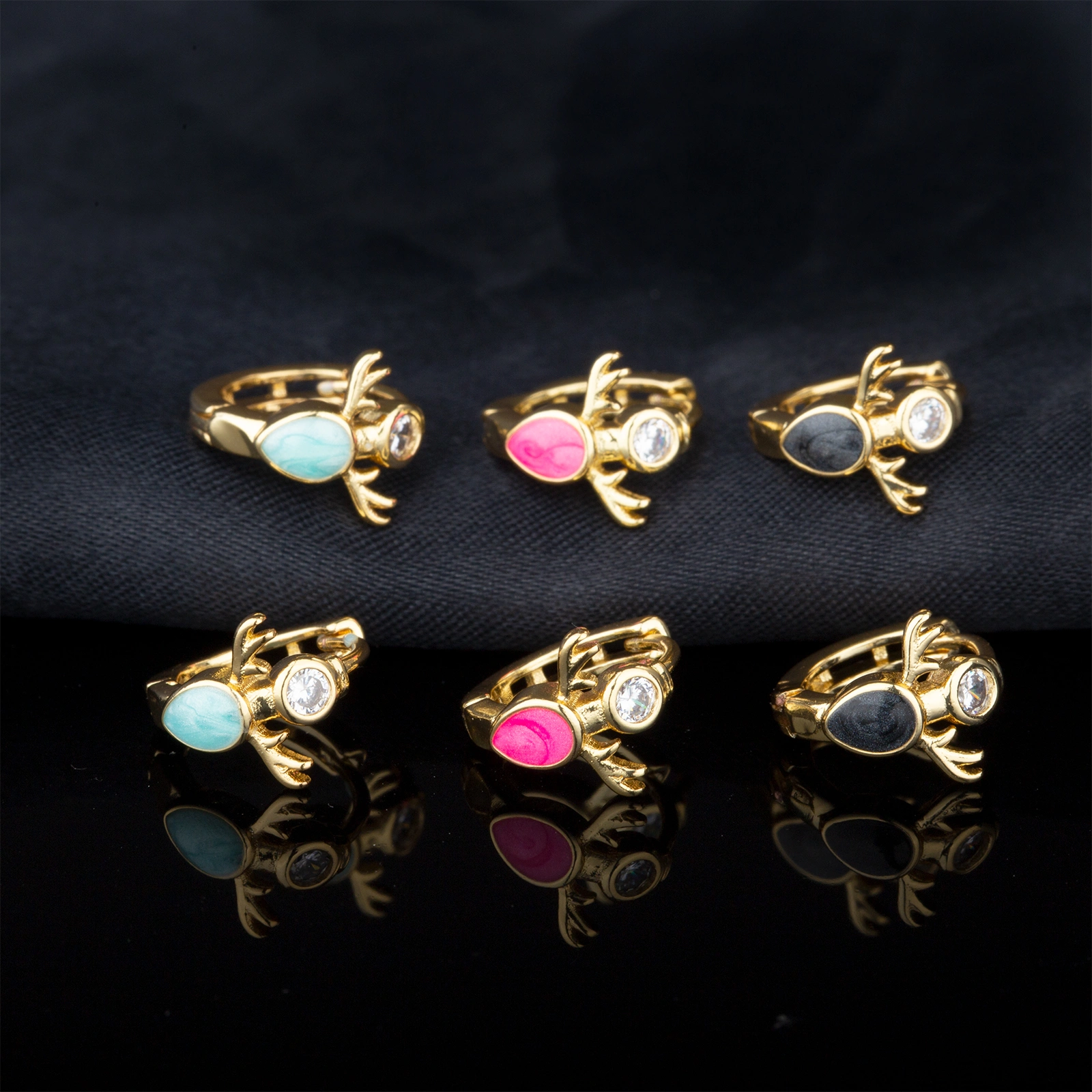 12.8x3.3x13.6mm mini anlter enamel earrings small huggie hoop earrings 14k gold plated