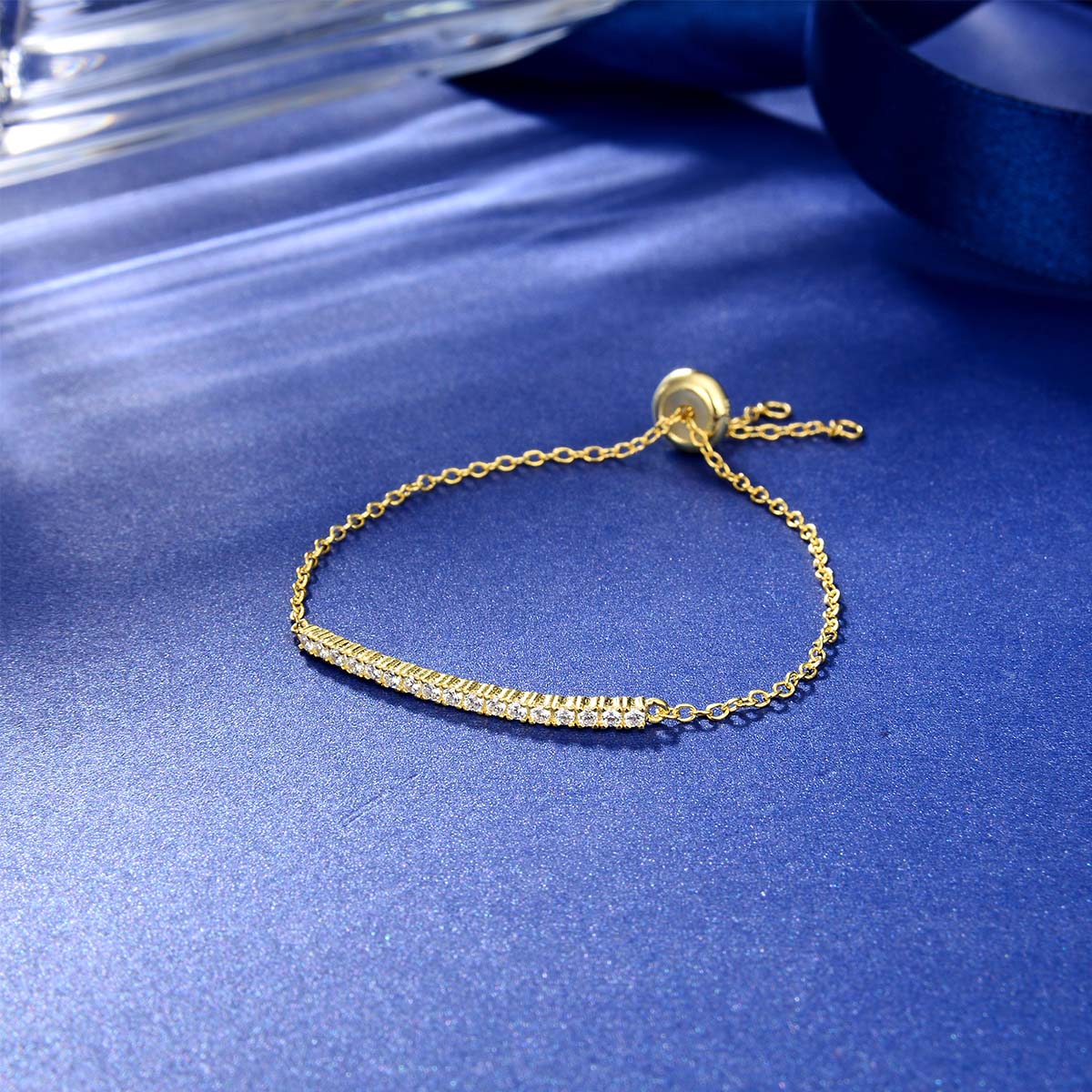 925 sterling silver bracelet for women with white cubic zirconia curved bar fashion slide construction gift