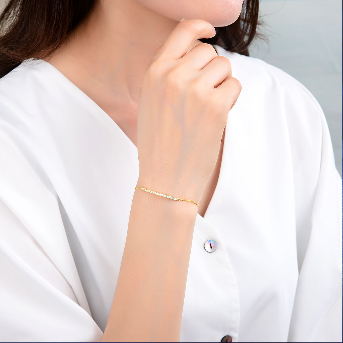 fashion 925 sterling silver adjustable chain bracelet with cz bar simple women jewelry