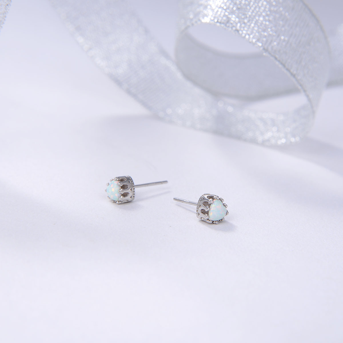 925 sterling silver stud earrings for women handmade white opal studs fashion earrings silver jewelry best gift