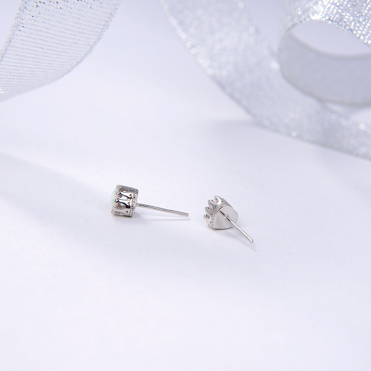 silver stud earrings for women white heart opal studs fashion women jewelry best gift
