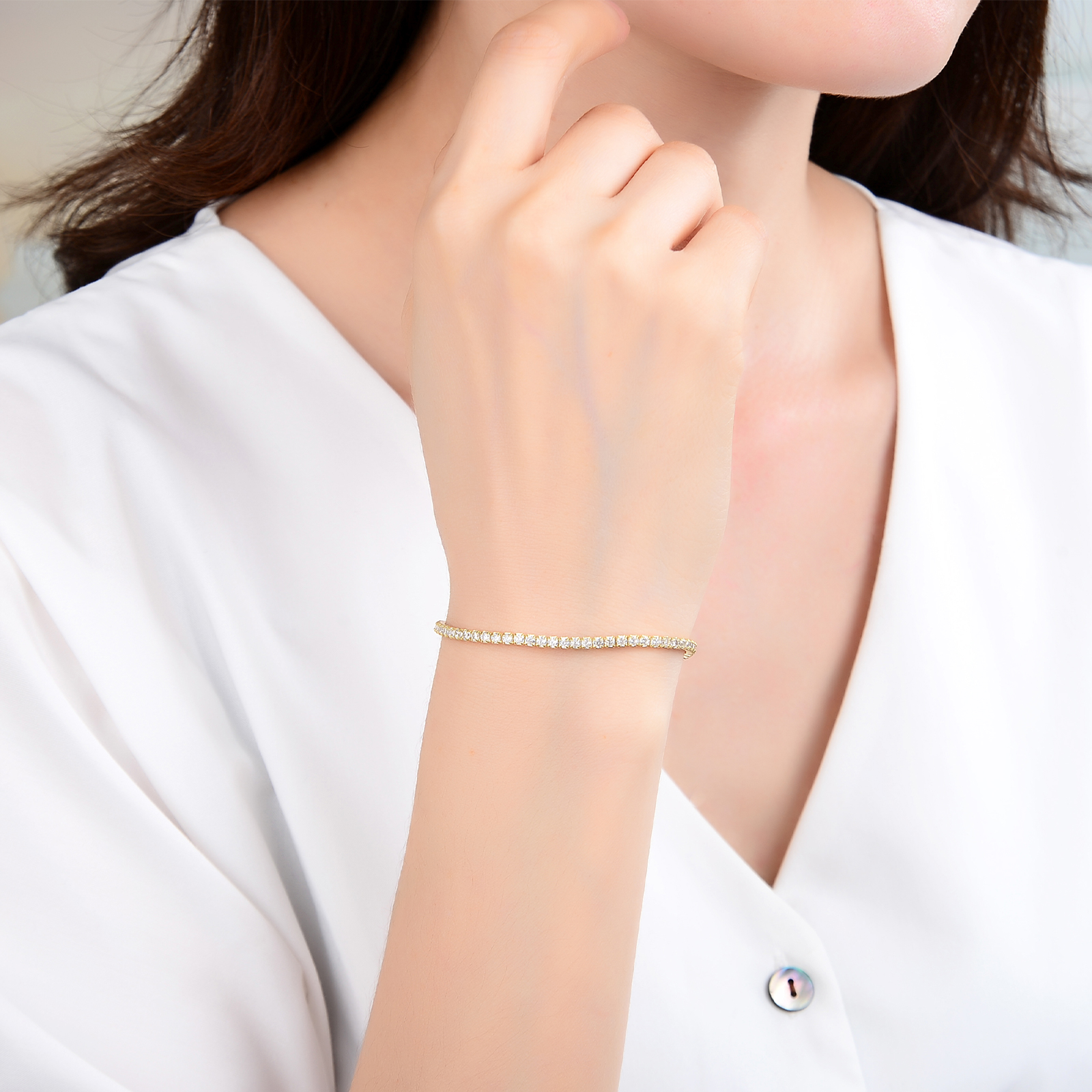 fashion elegant simple silver adjustable bracelet with claw cz