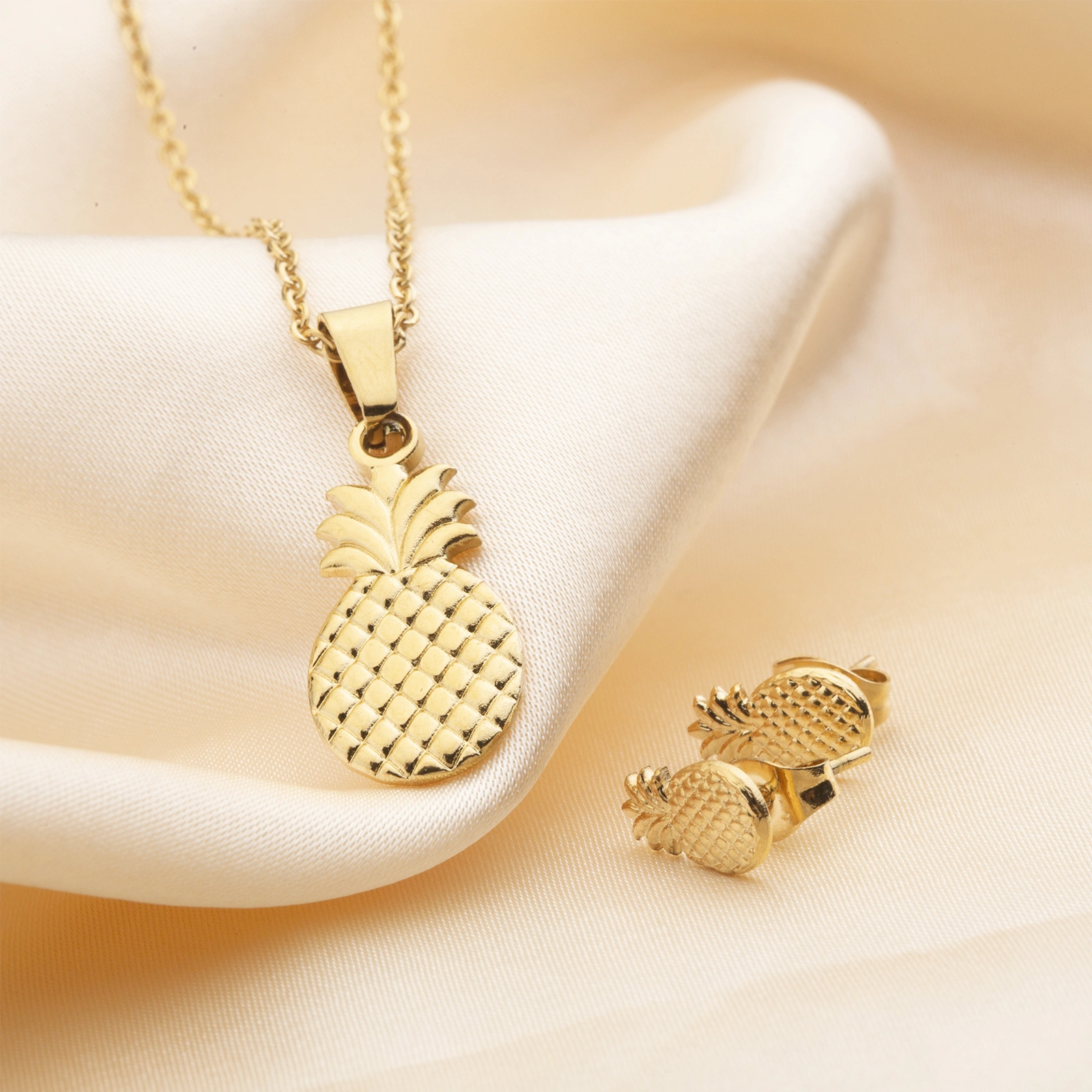 pineapple pendant chain necklace earrings set elegant women jewelry