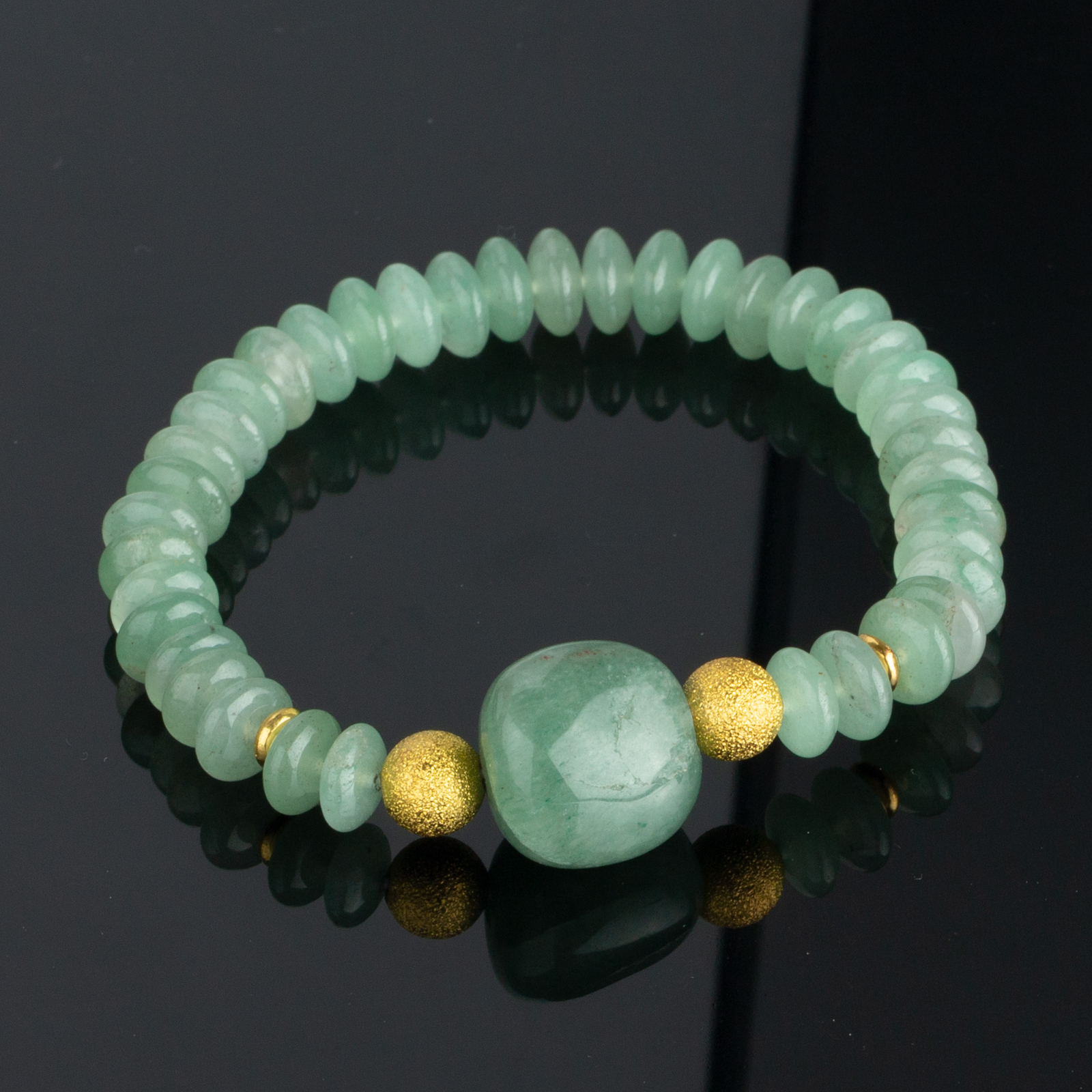 faceted green aventurine beads stretch bracelet