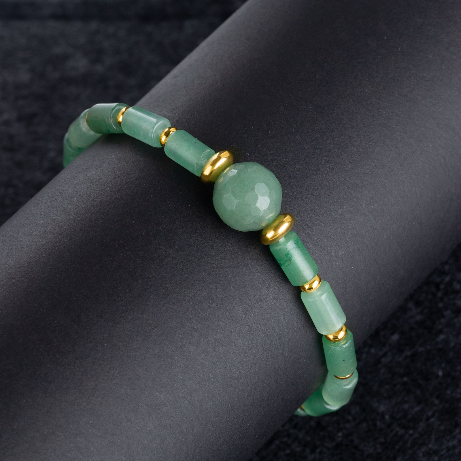 fashion handmade jewelry strand stretch bracelet with green aventurine beads