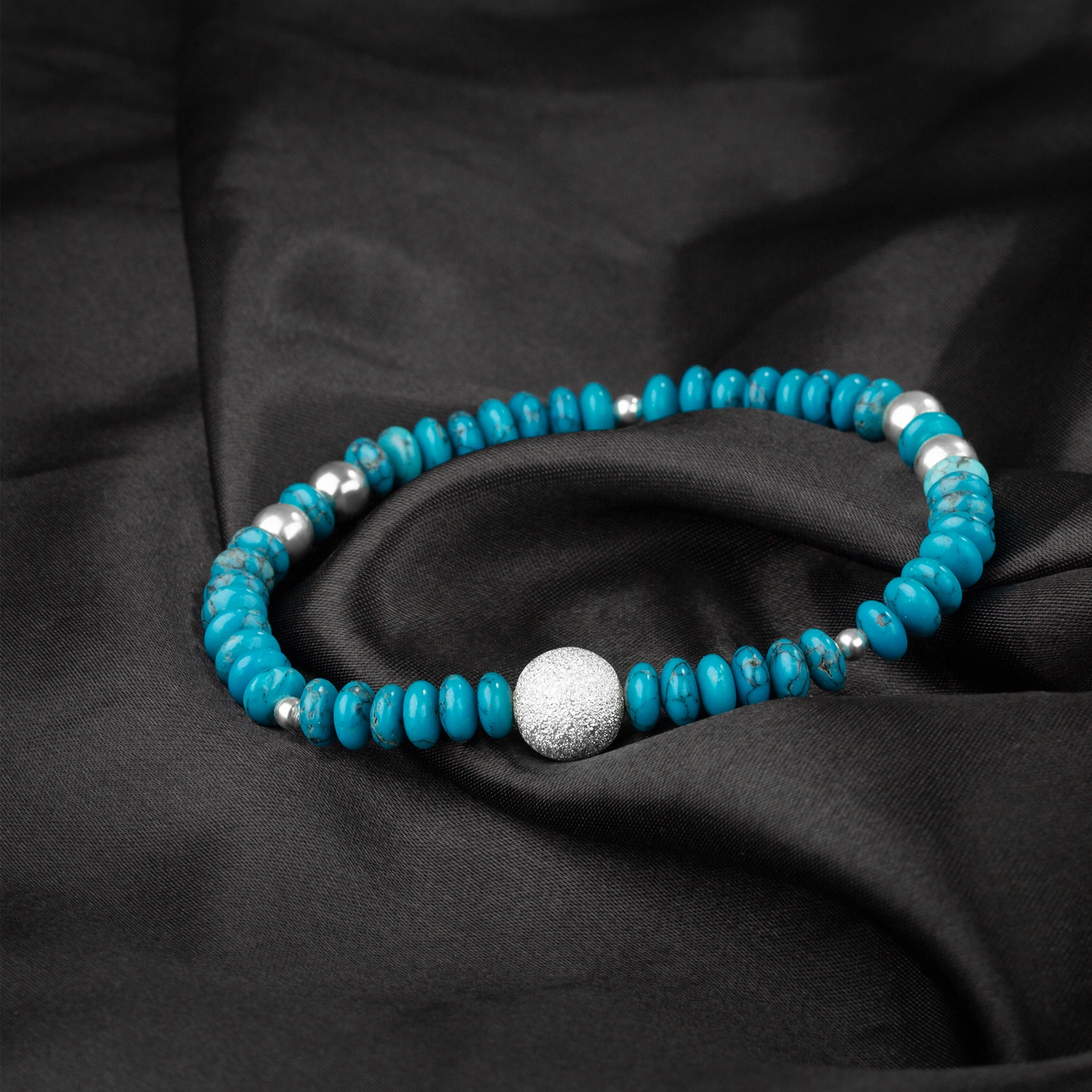 6x3mm howlite chrysocolla beads roundle shape with brass abrazine beads stretch bracelet