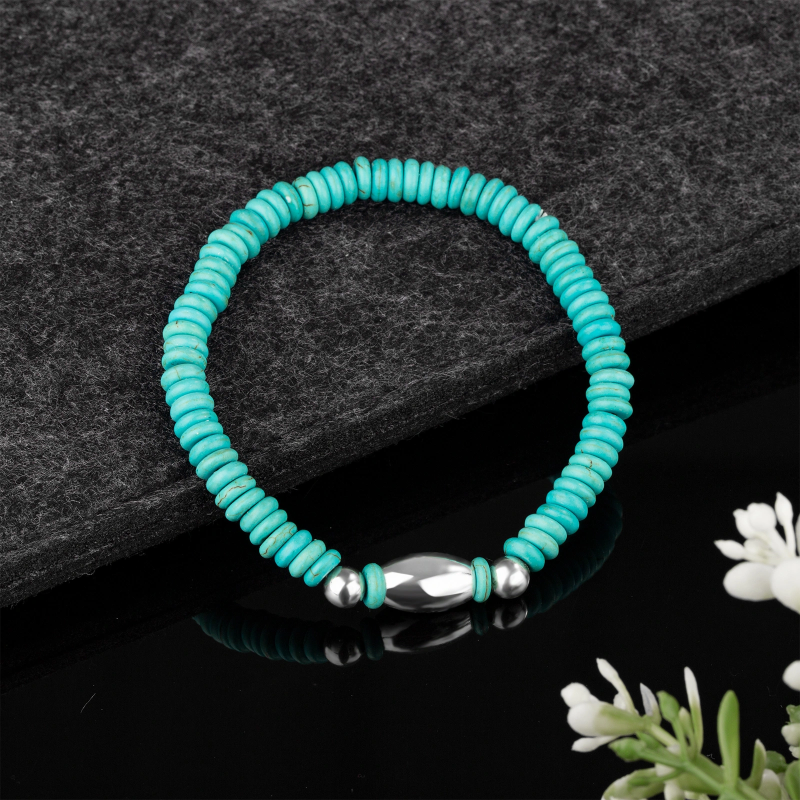 Natural healing howlite chryscolla stretch bracelet for men women best jewelry gifts