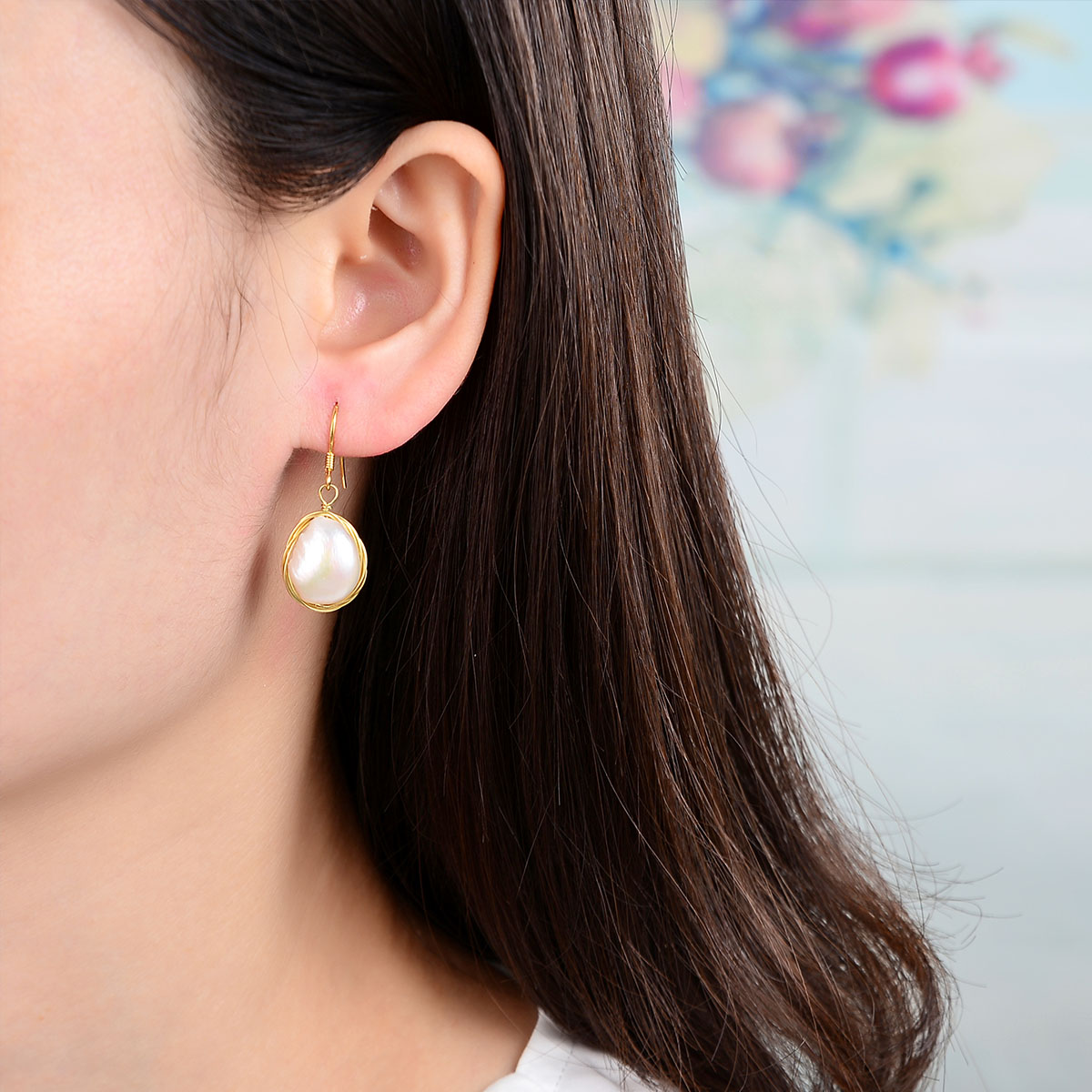 fashion handmade silver wire pearl drop hook earrings for women girls elegant jewelry gifts