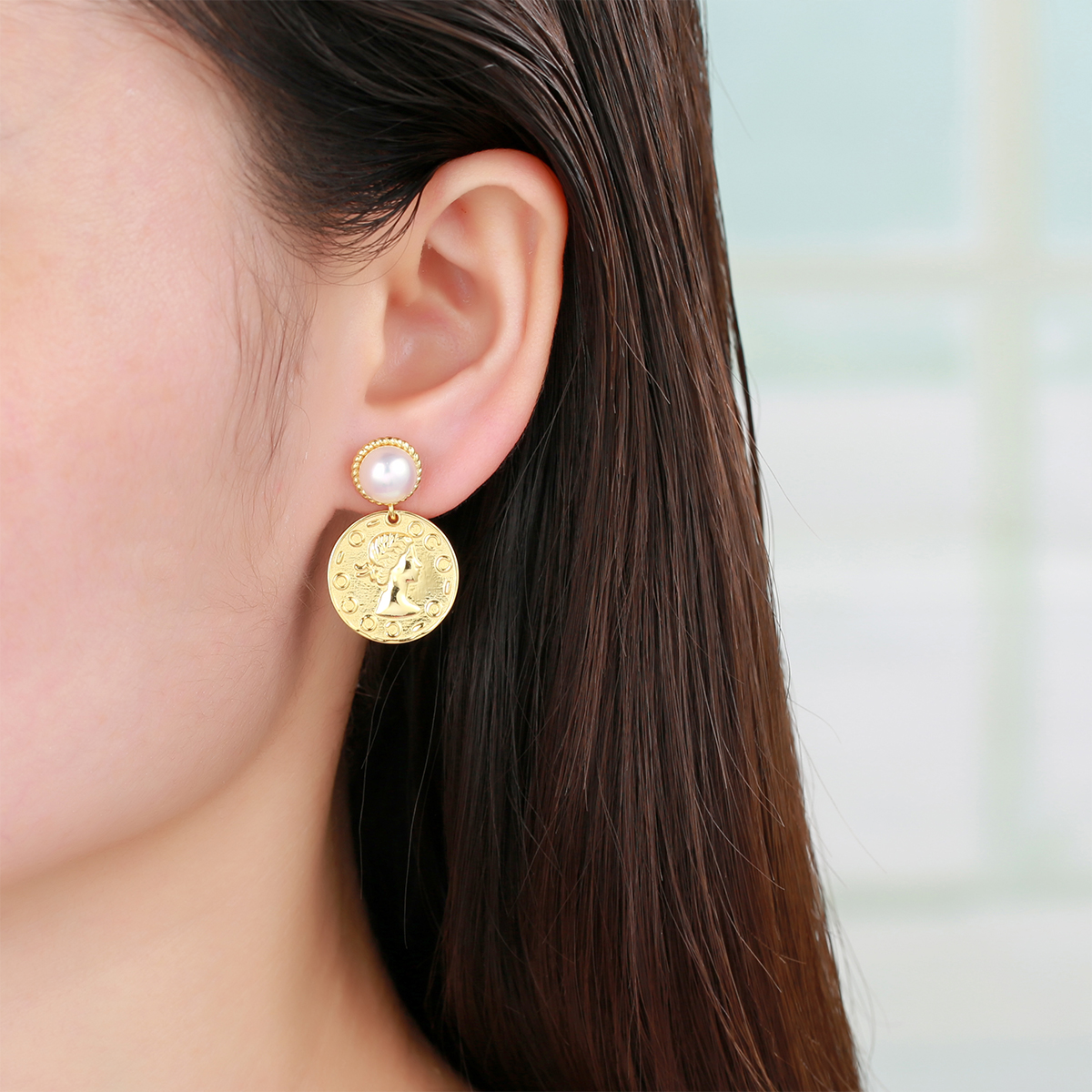 freshwater button pearl stud drop earrings gold plated best pearl jewelry gifts