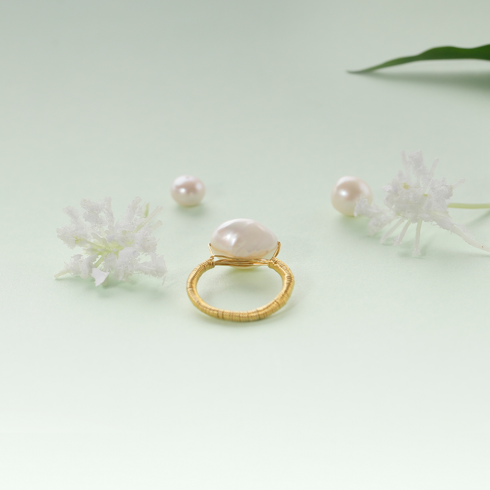 Fashion handmade freshwater pearl brass ring for men women pealr jewelry best gift