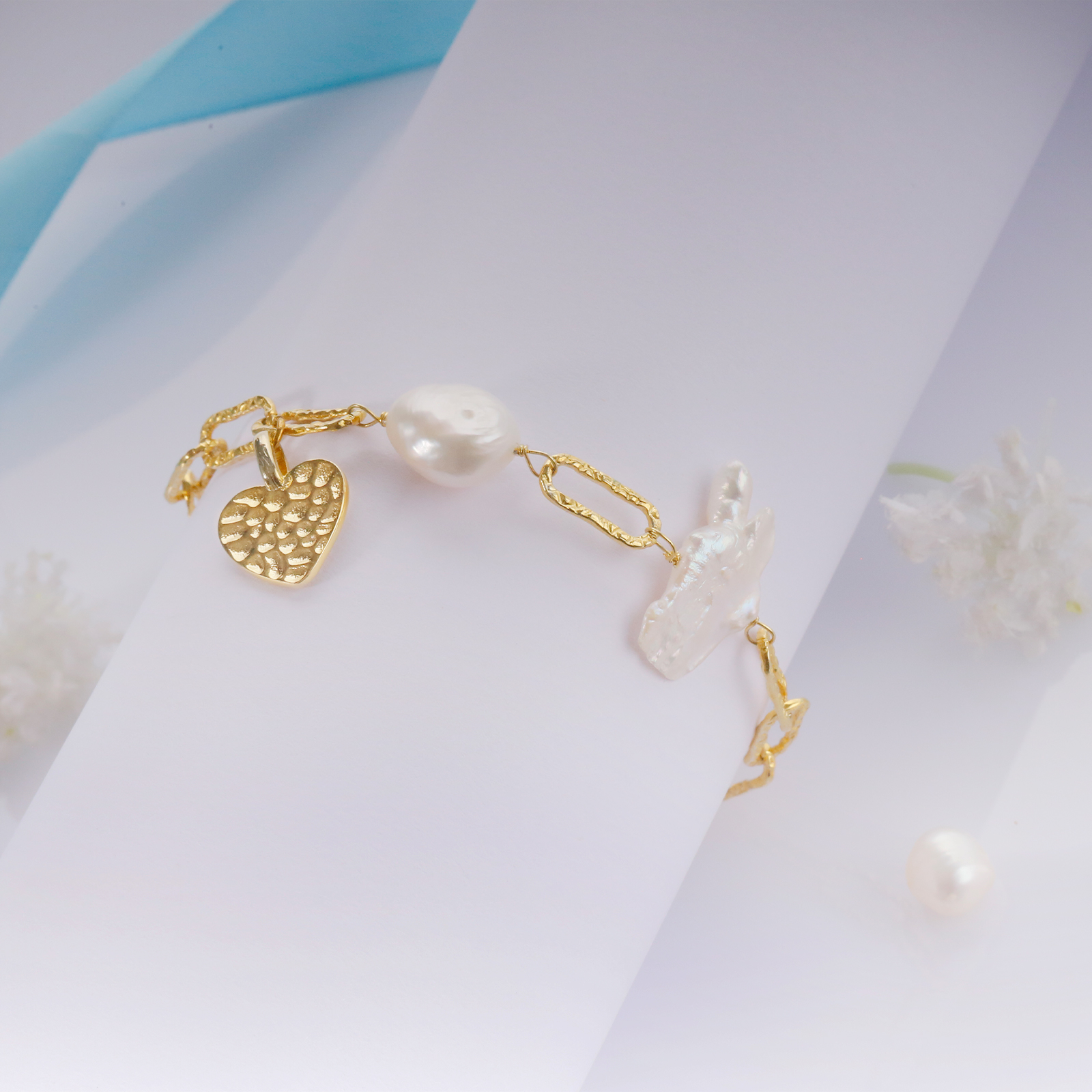 fashion handmade 925 sterling silver bracelet with freshwater pearl