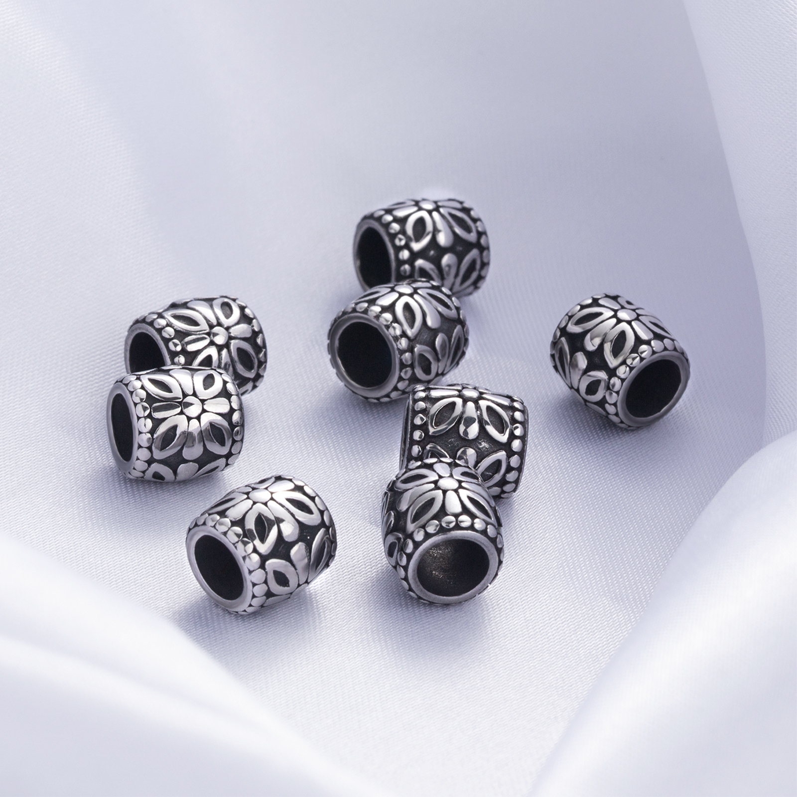 Unique big hole spacer beads jewelry finding stainless steel spacer beads flower shape charm jewelry spacer beads