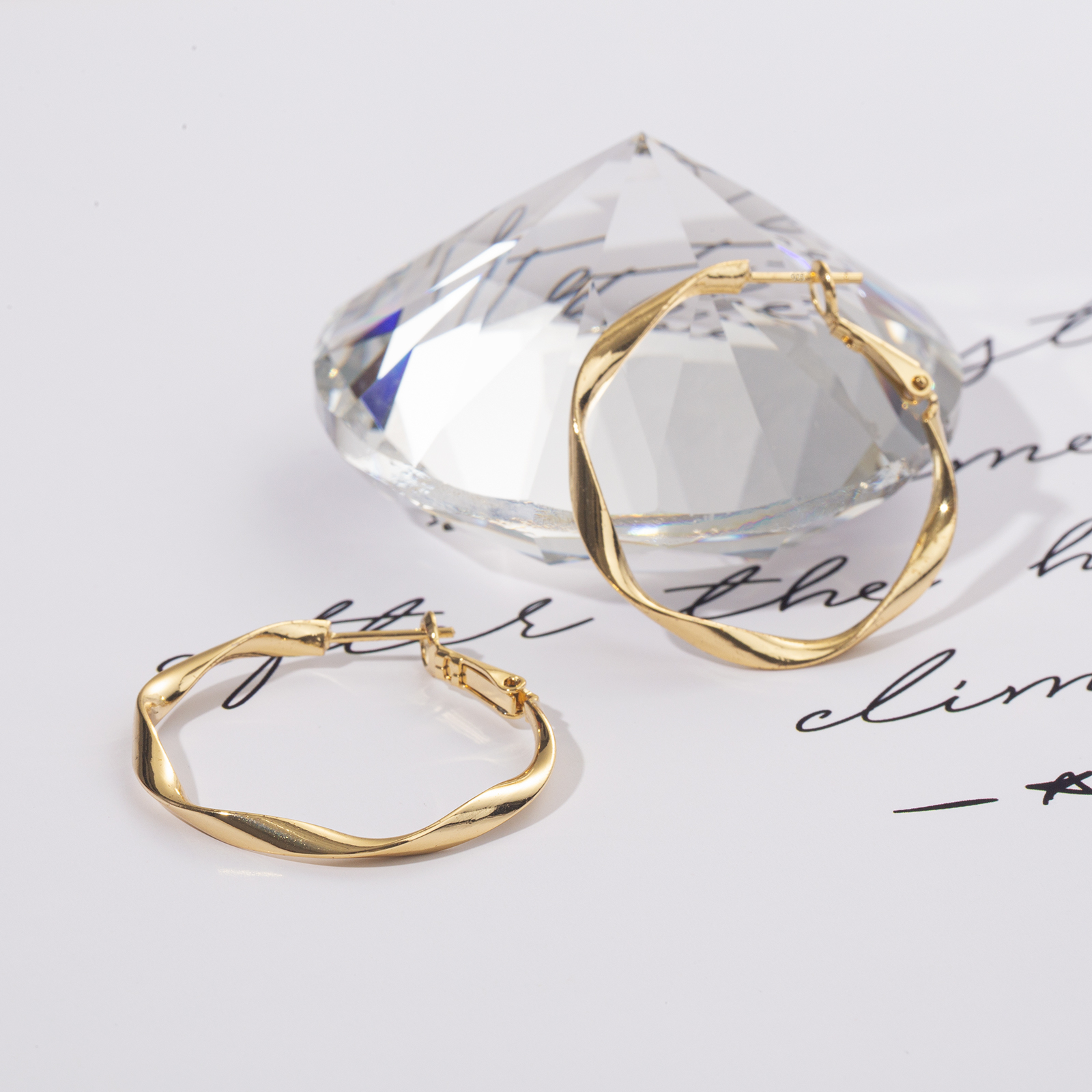 brass hoop earrings unique faceted round large hoop with 925 sterling silver clip stud
