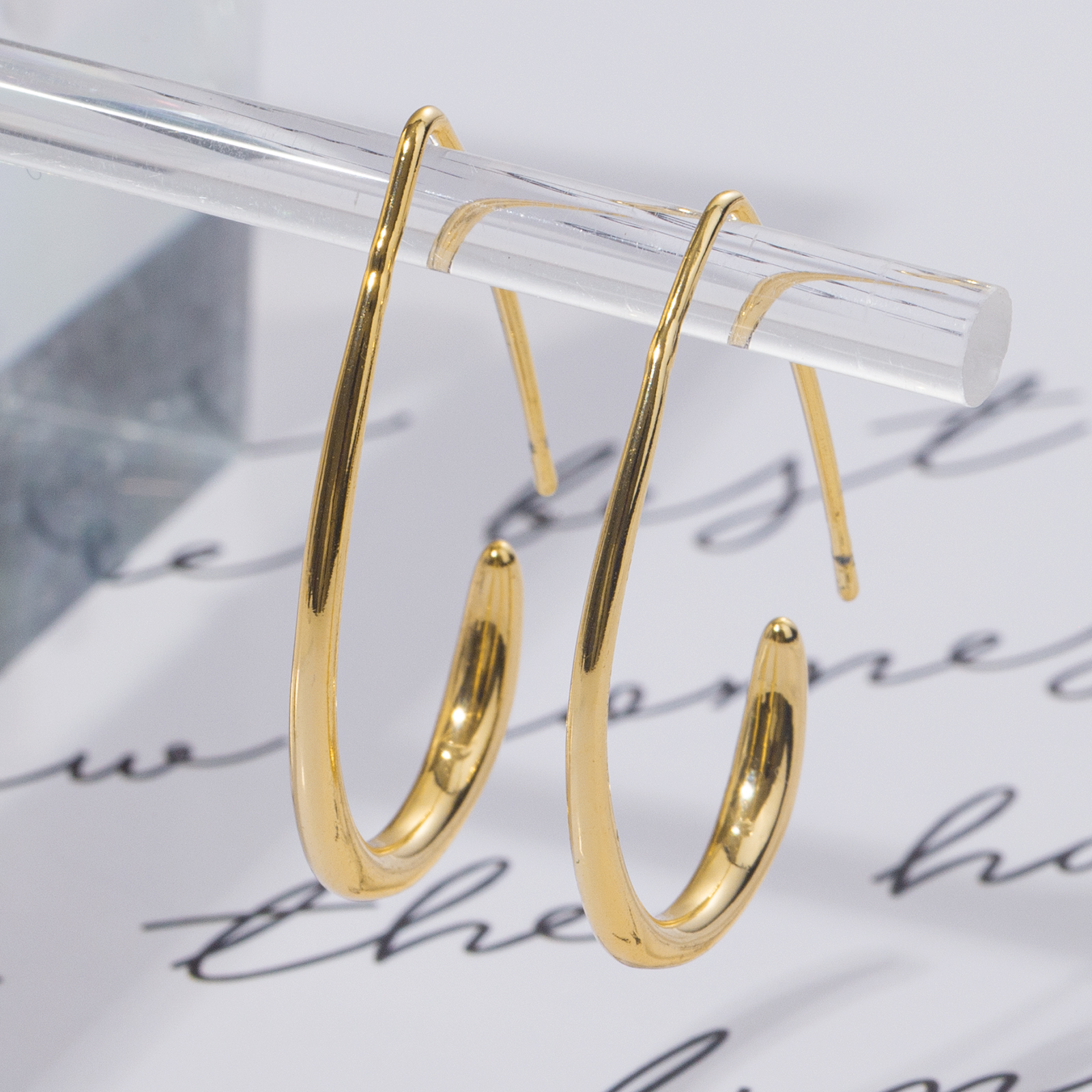 1.37x1x0.1 inch large teardrop brass hook earrings for women jewelry gifts gold plated