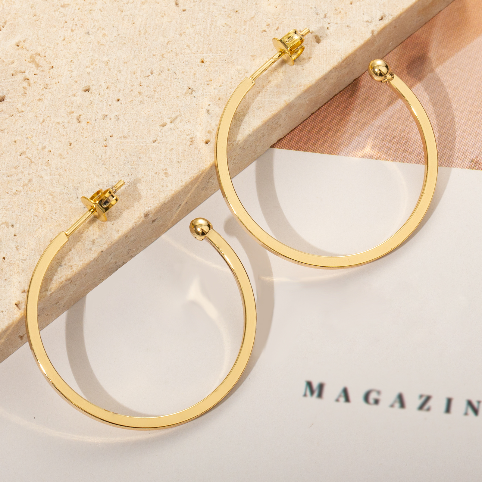 Large brass c shape hoop earrings fashion elegant women jewerly best party gifts
