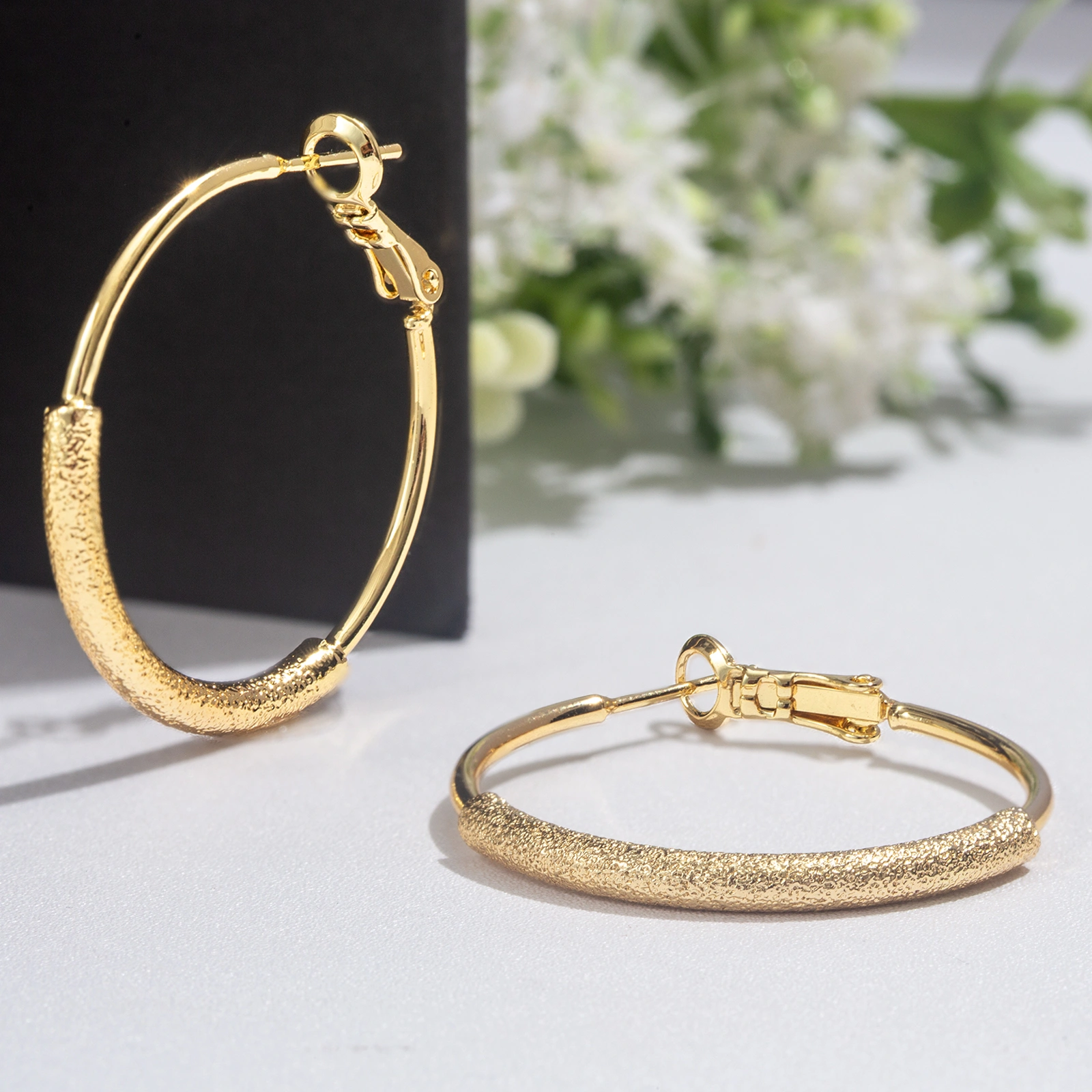 large brass round hoop earrings fashion elegant women jewerly best party gifts