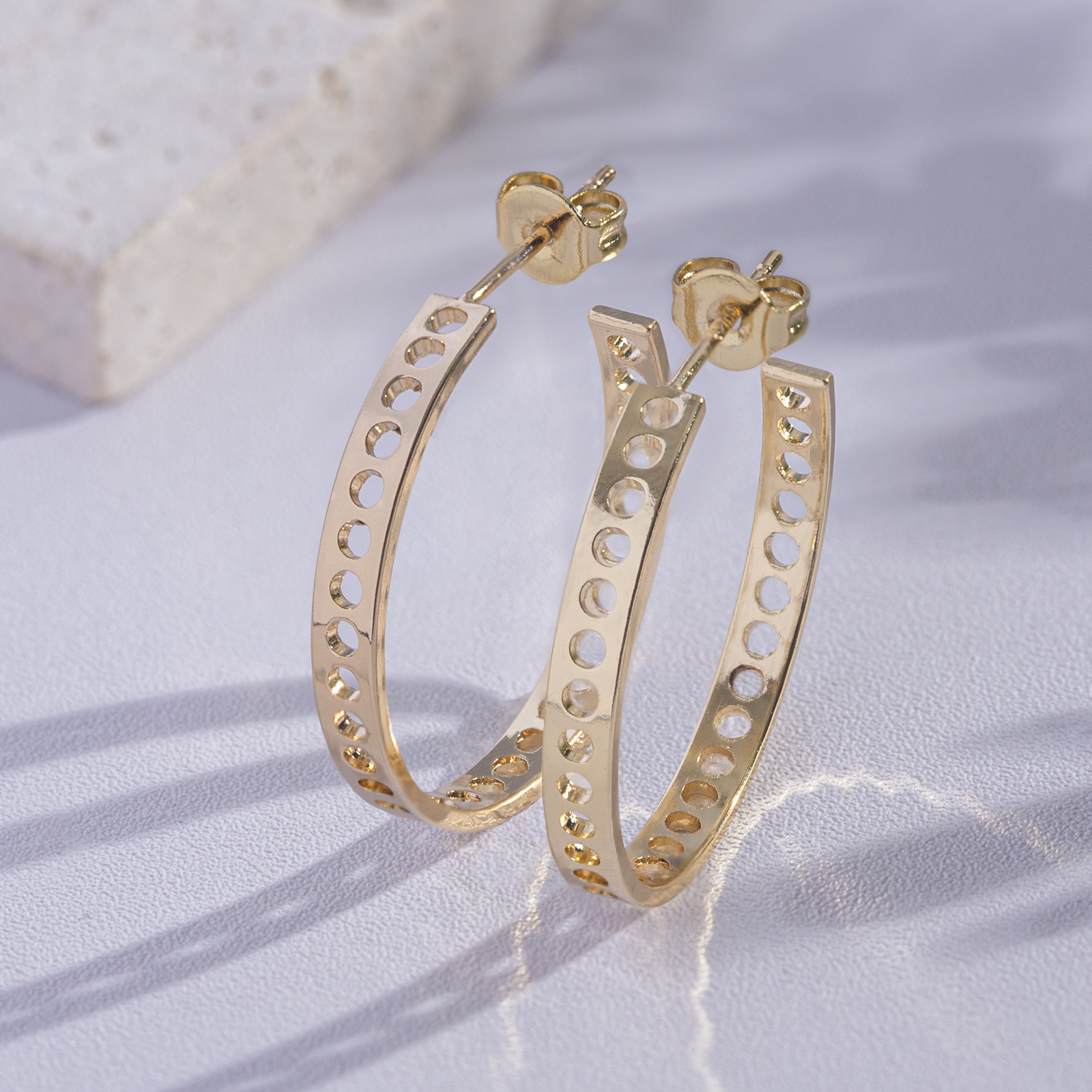 fashion round hole brass hoop stud earrings for women girls