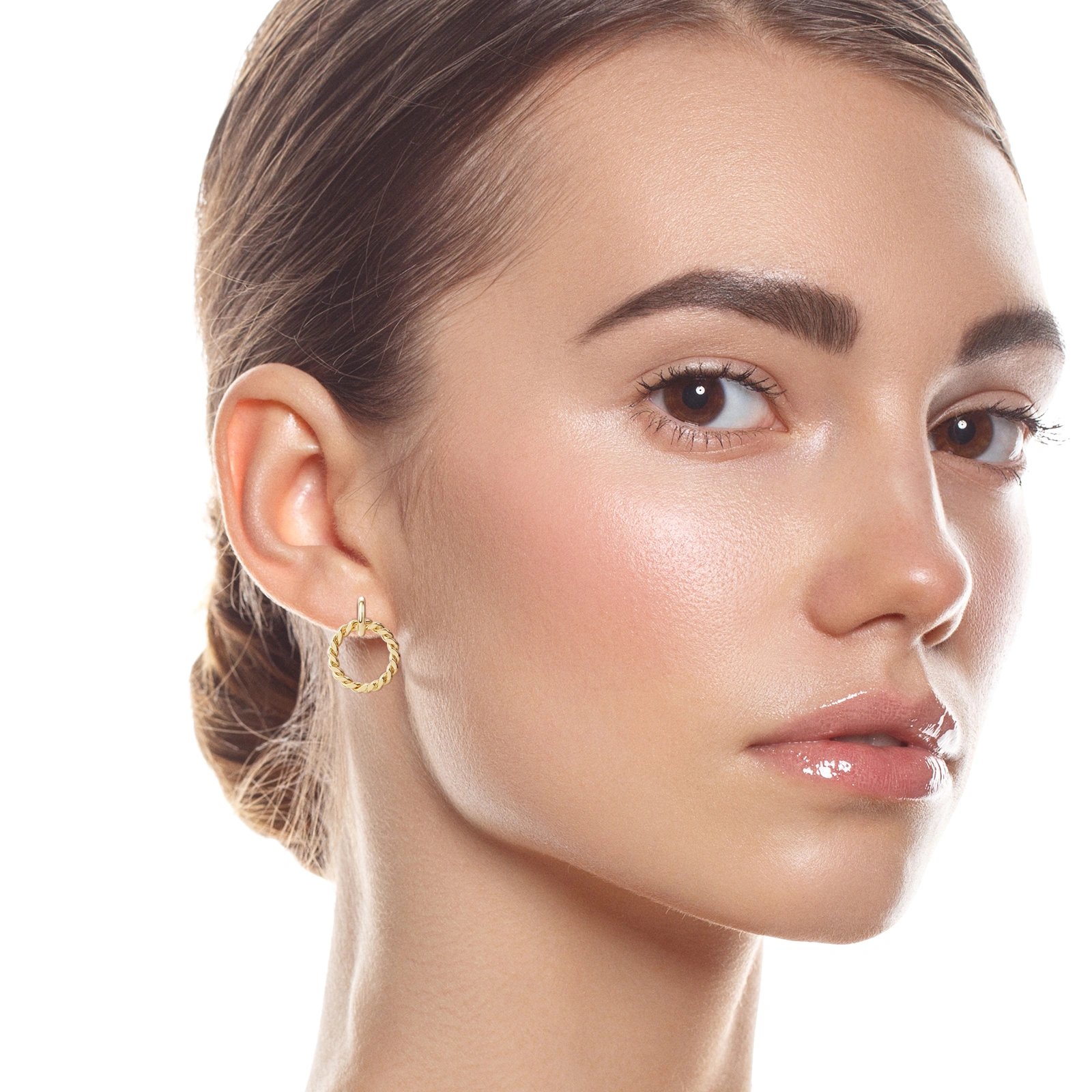 Fashion unique brass earrings with interweave twist round drop for women girls