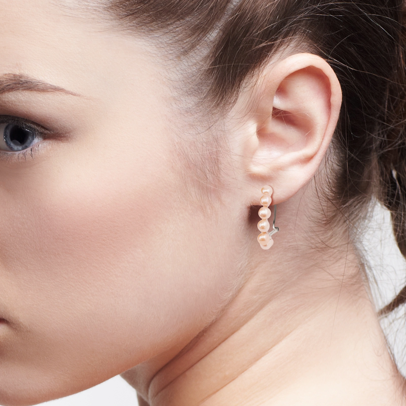 fashion handmade silver omega earrings pink pearl elegant women earrings