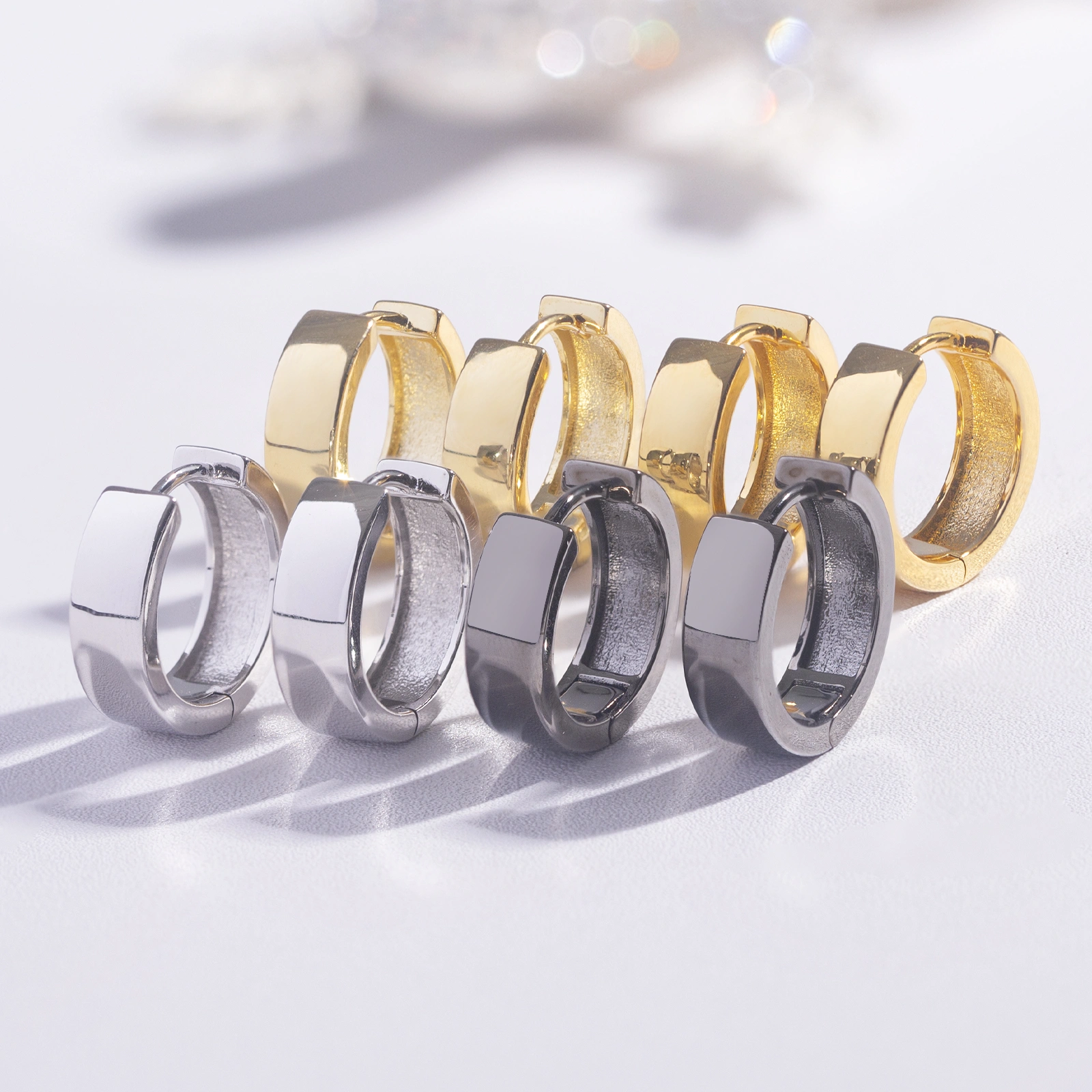 mini elegant brass huggie hoop earrings gold plated for women