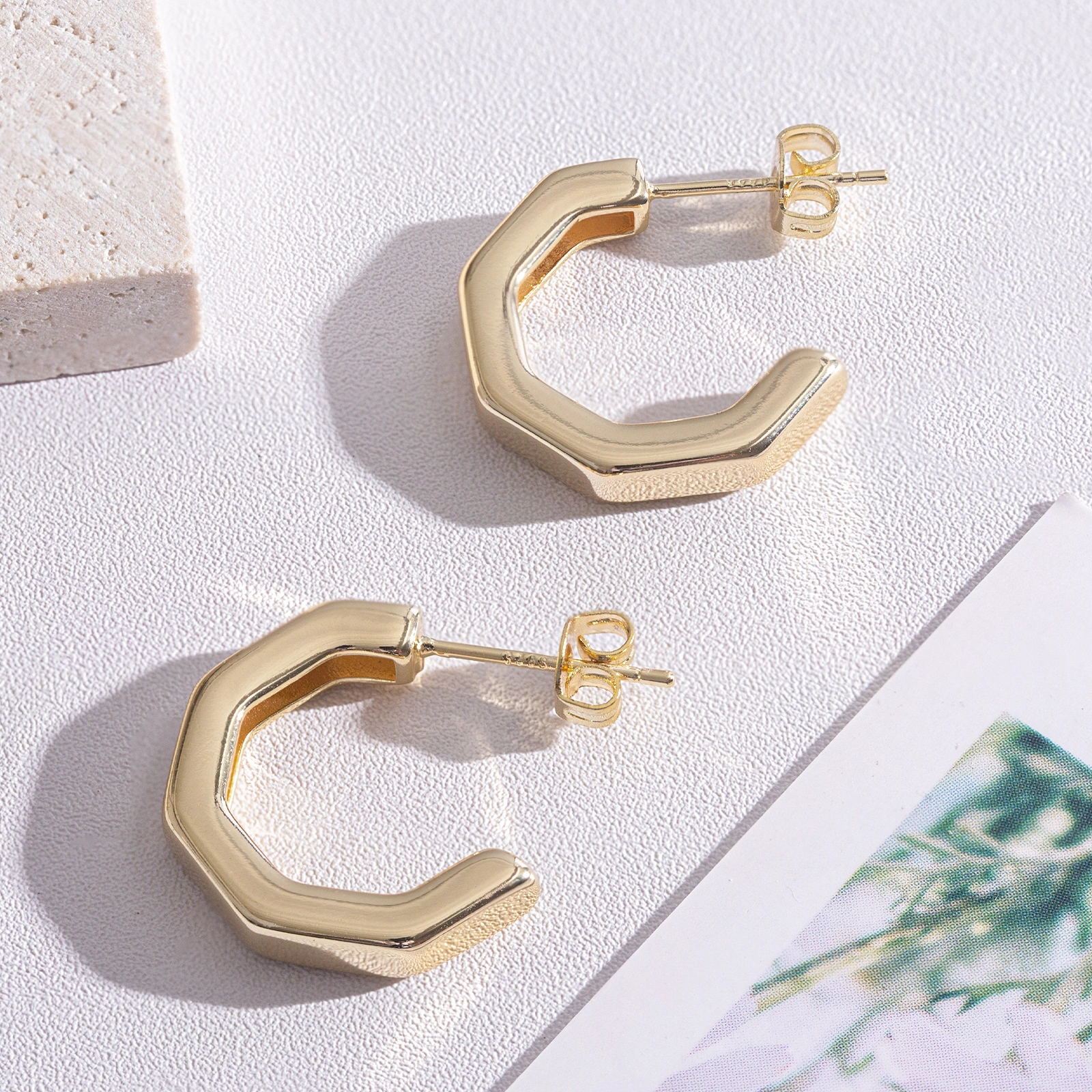 brass c hoop earrings fashion polygon large hoop earrings for women girls