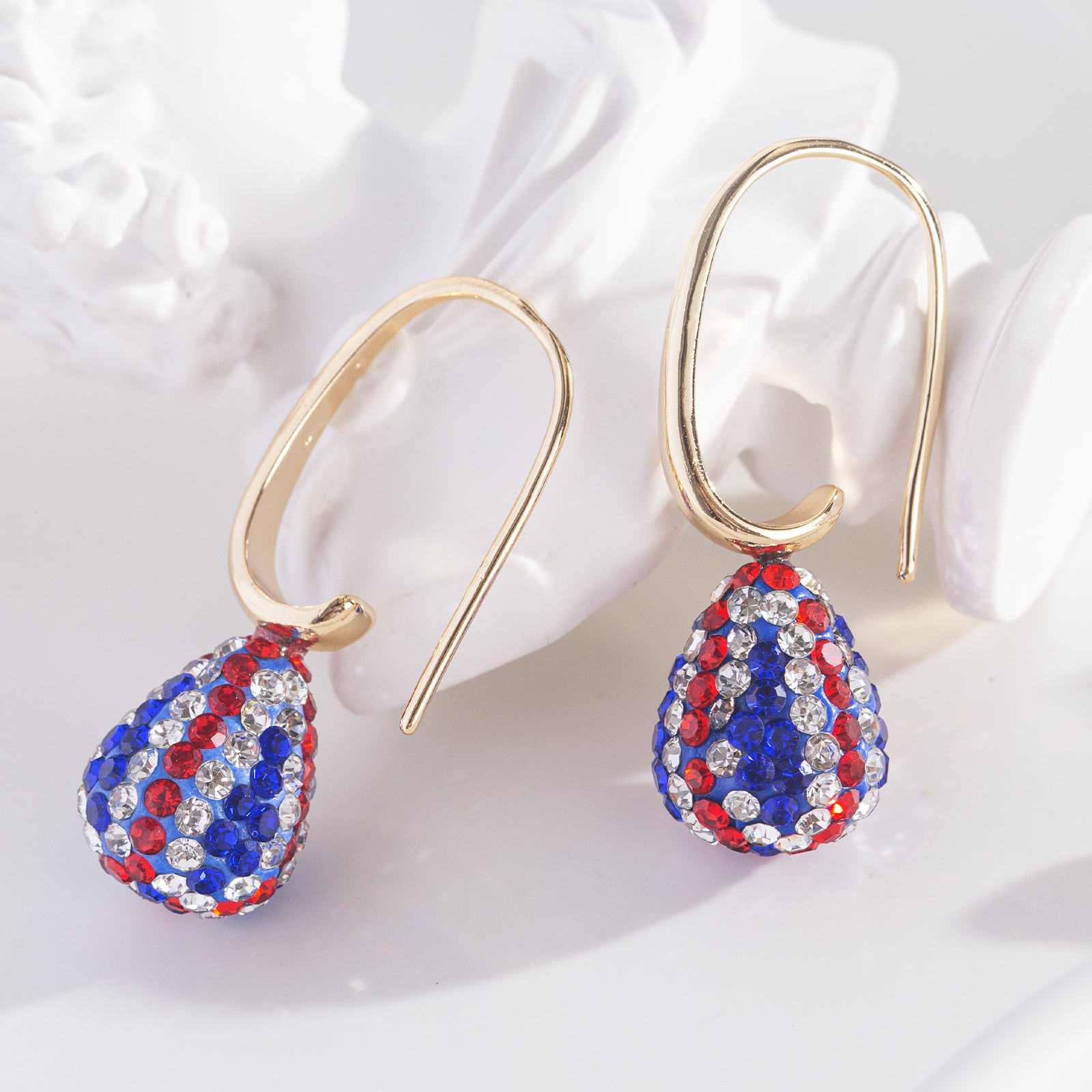 teardrop shape drop brass earrings elegant crystal earrings for women girls
