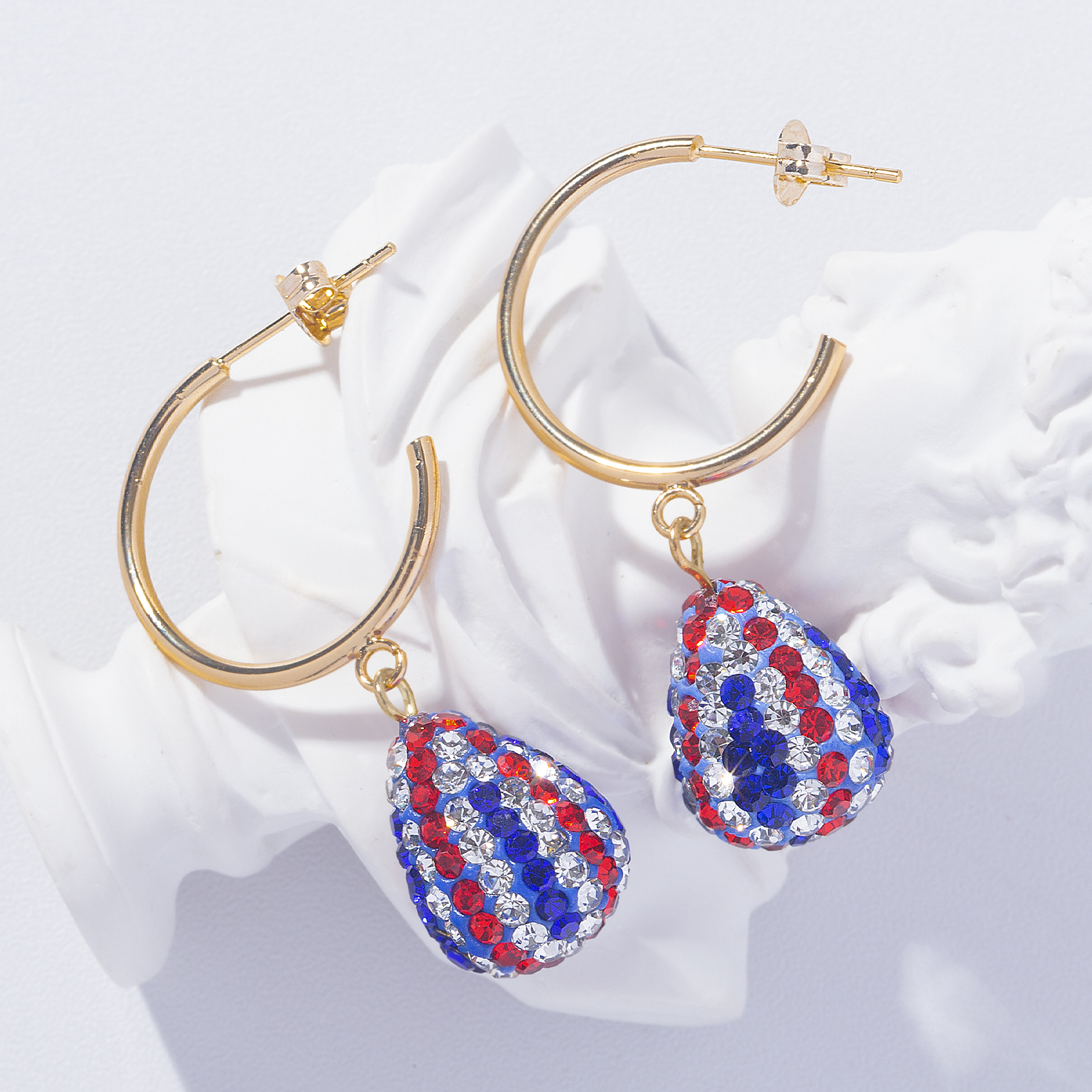 teardrop shape drop brass earrings with 925 sterling silver post elegant crystal earrings