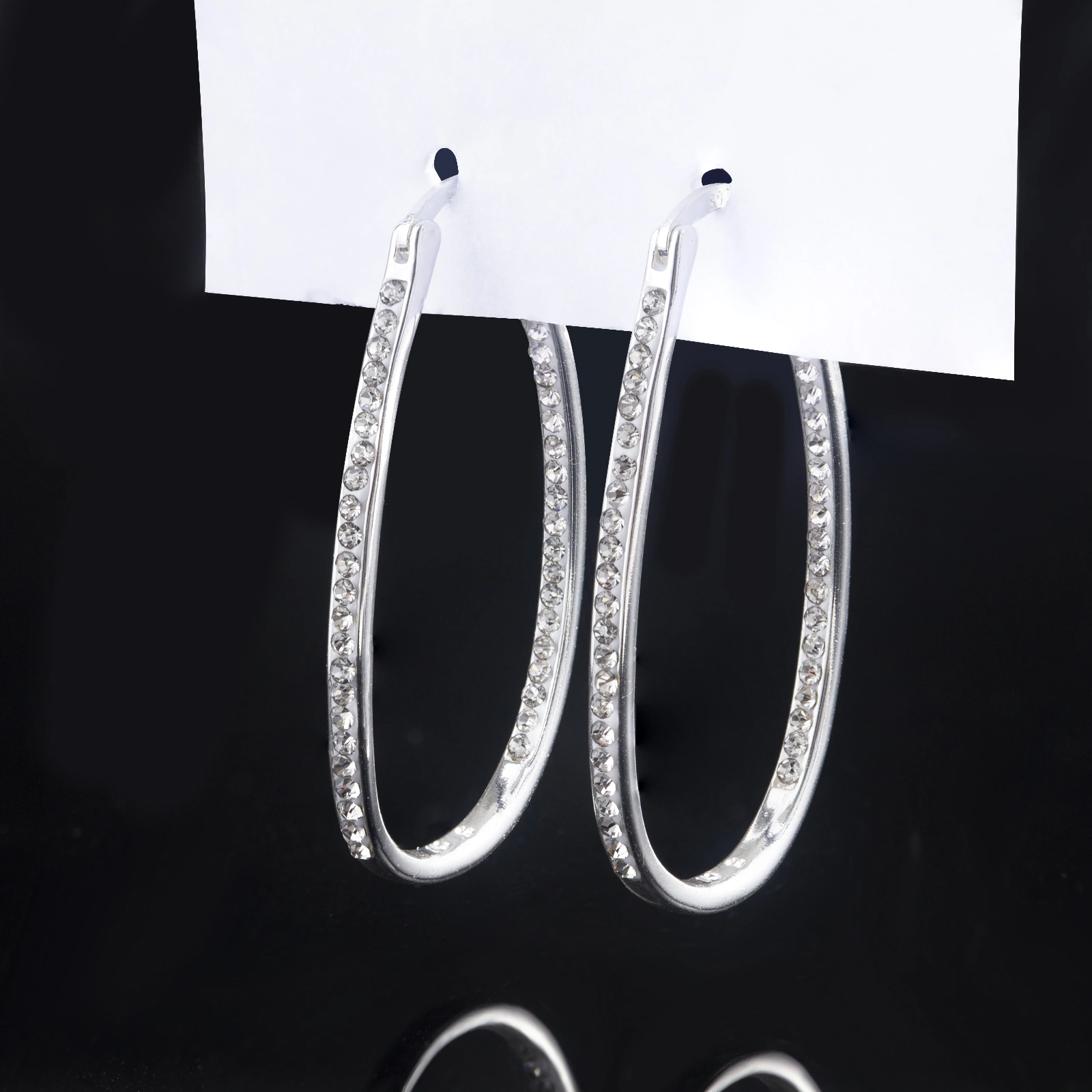 u shape hoop brass earrings with sparkling crystal paved elegant shiny women earrings jewelry gifts