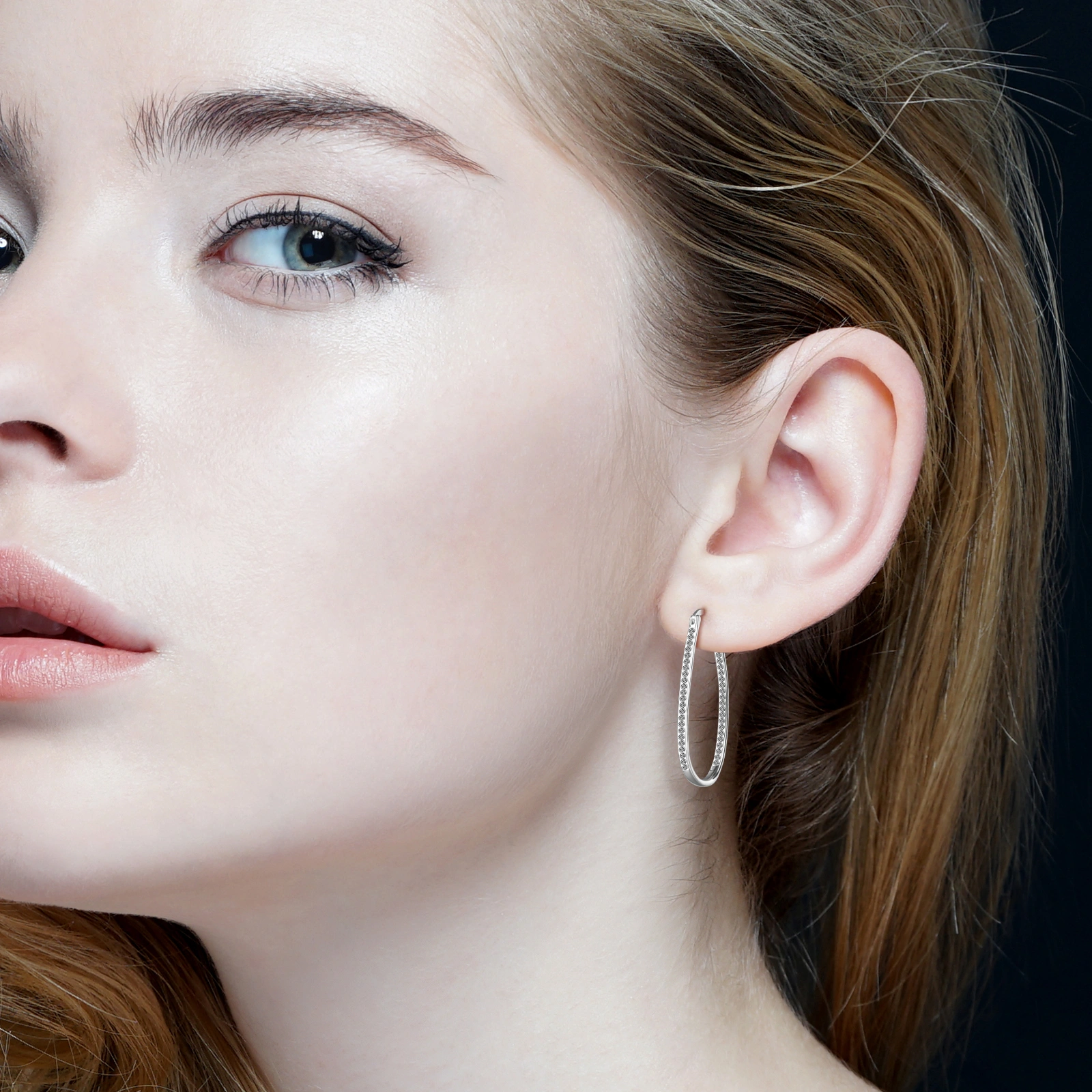 fashion simple crystal paved clip top u hoop brass earrings elegant women jewelry gifts