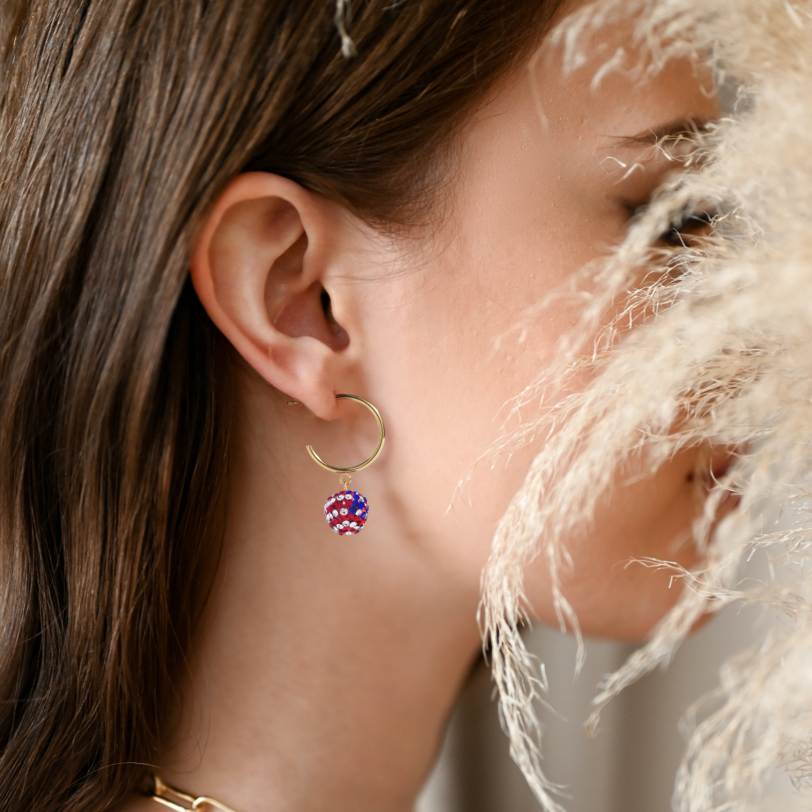 heart shape drop brass hoop earrings with 925 sterling silver post elegant crystal earrings