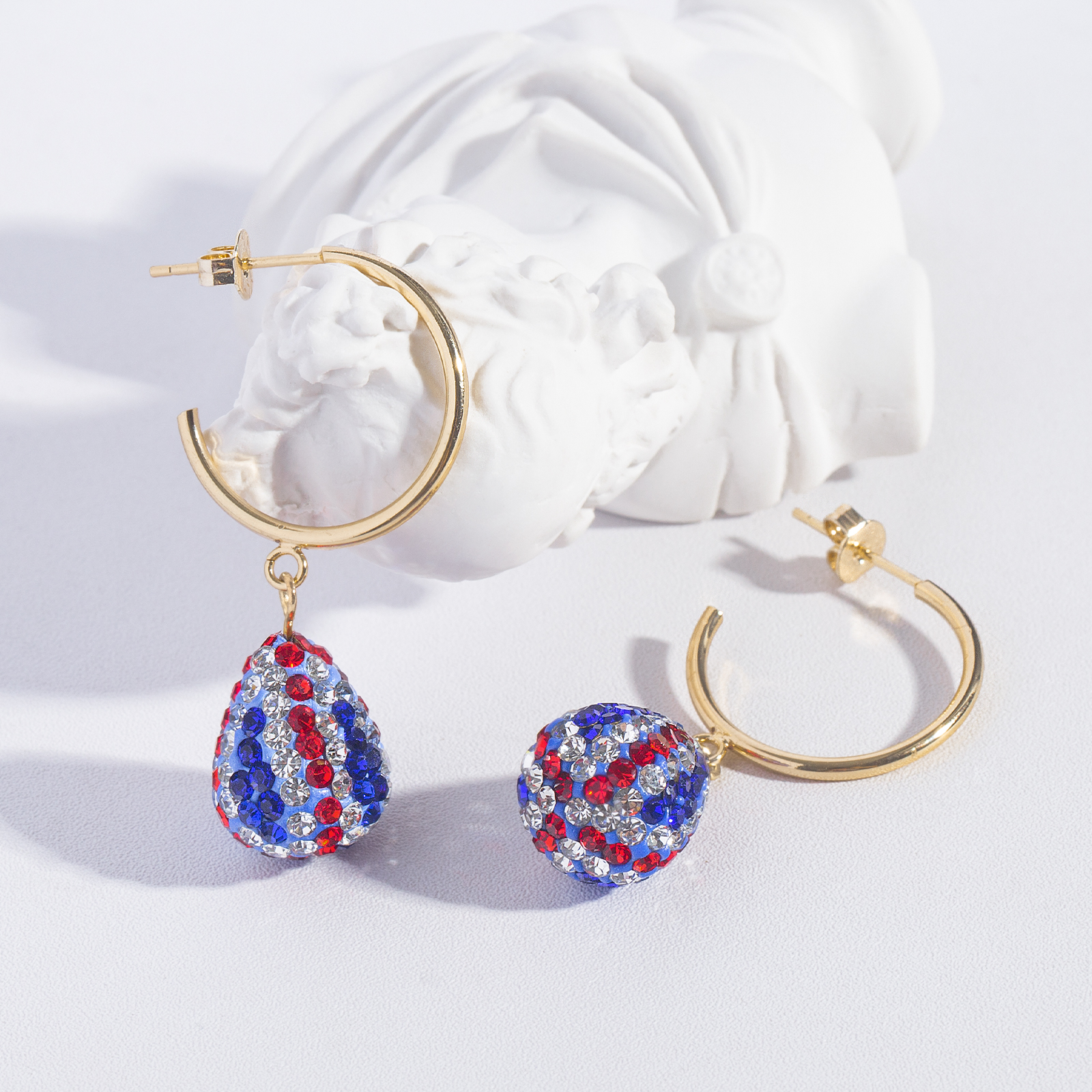 12x15mm colorful teardrop shape crystal brass earrings with sterling silver post