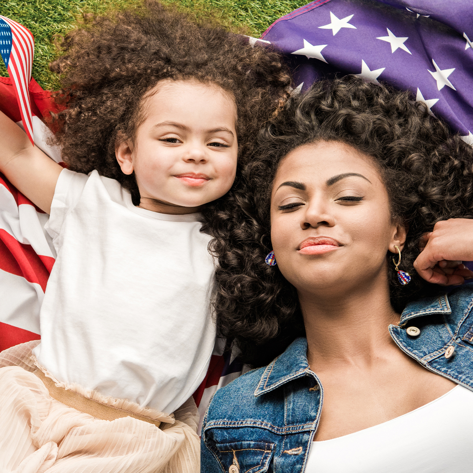 the Old Glory crystal drop brass earrings for women girls with S925 post