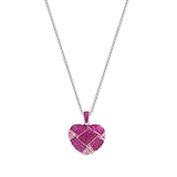 23x27mm heart shape pendant necklace paved with created ruby&imitation pearl elegant brass chain necklace jewelry gifts