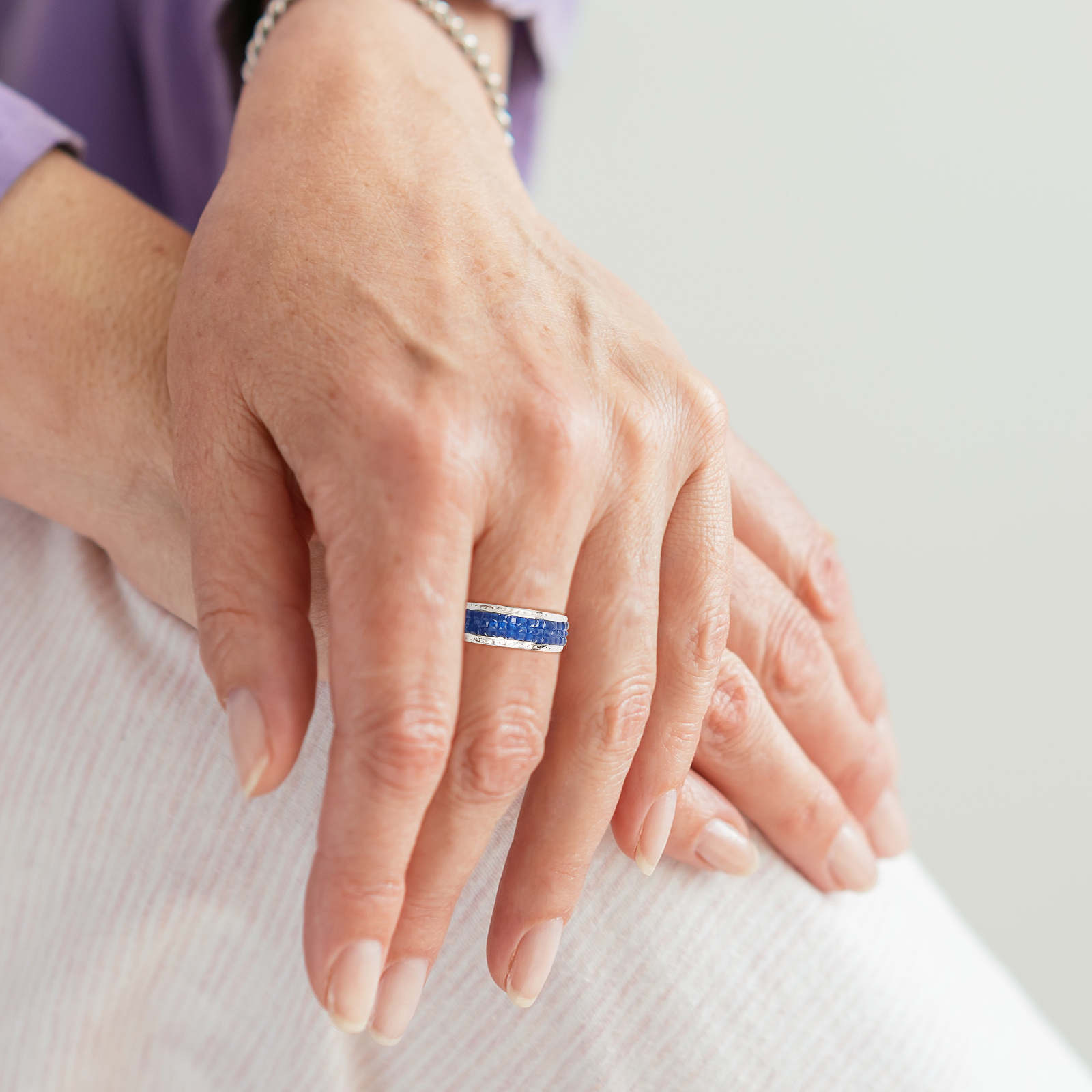 elegant brass couple ring paved with created sapphire stone best jewelry gifts for women men