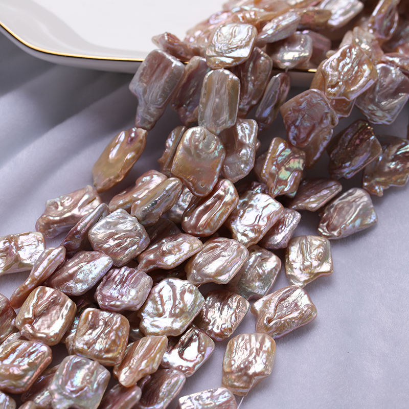 square shape freshwater cultured pearl large full holes strand loose beads