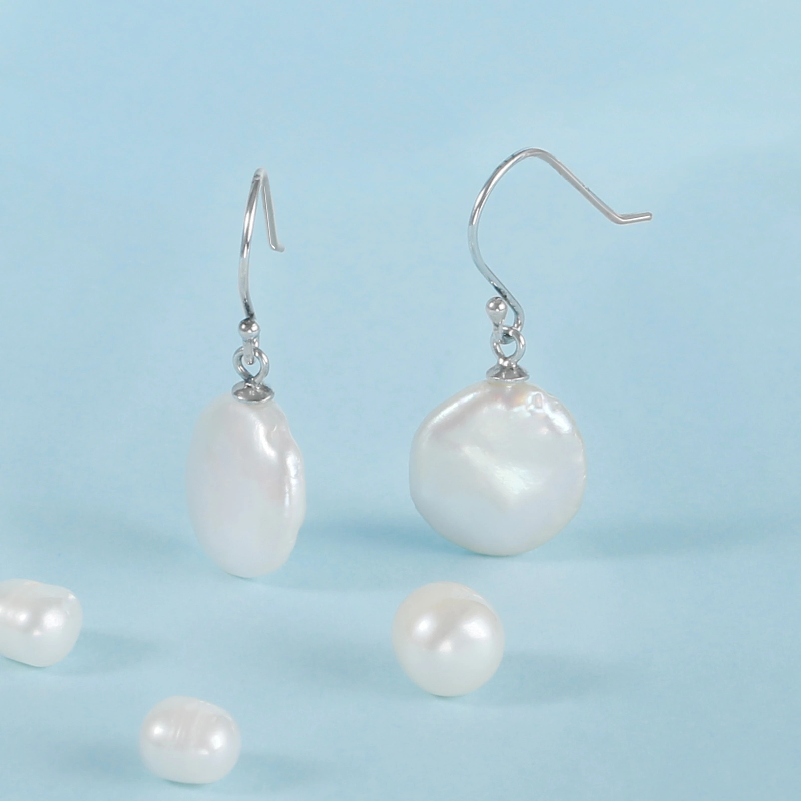 coin pearl drop silver hook earrings simple womens earrings jewelry gifts