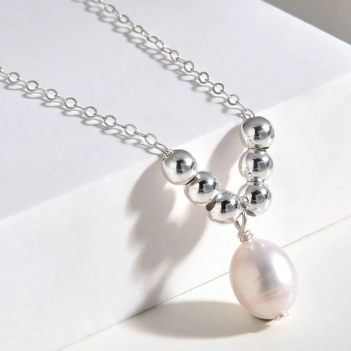 freshwater pearl pendant silver beads 925 sterling silver necklace for women