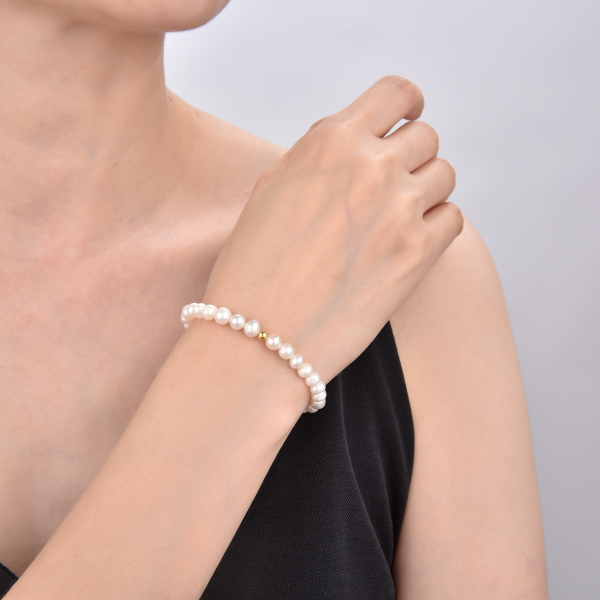 stretch bracelet with freshwater pearl silver bead bracelet