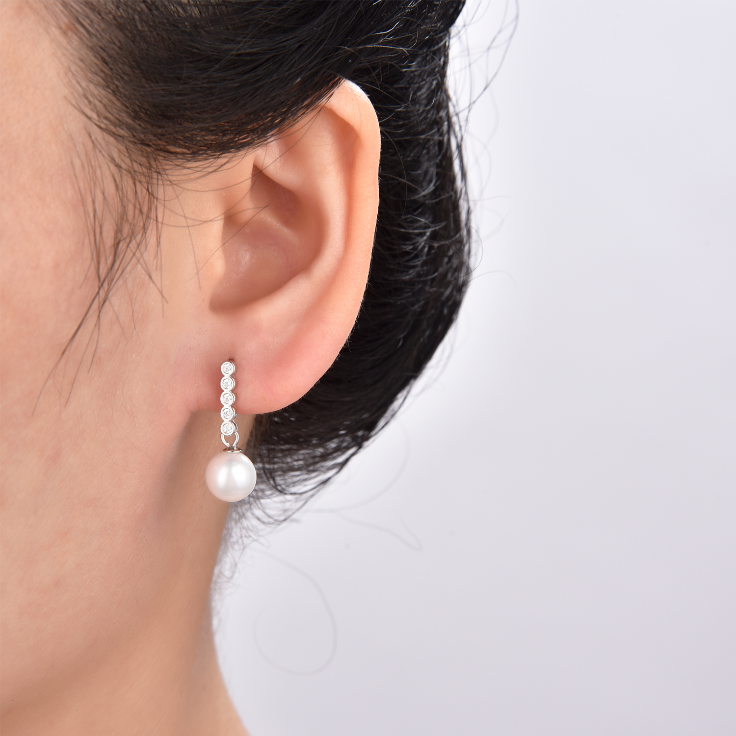 8mm round freshwater pearl earrings with silver stud cz earring for women girls