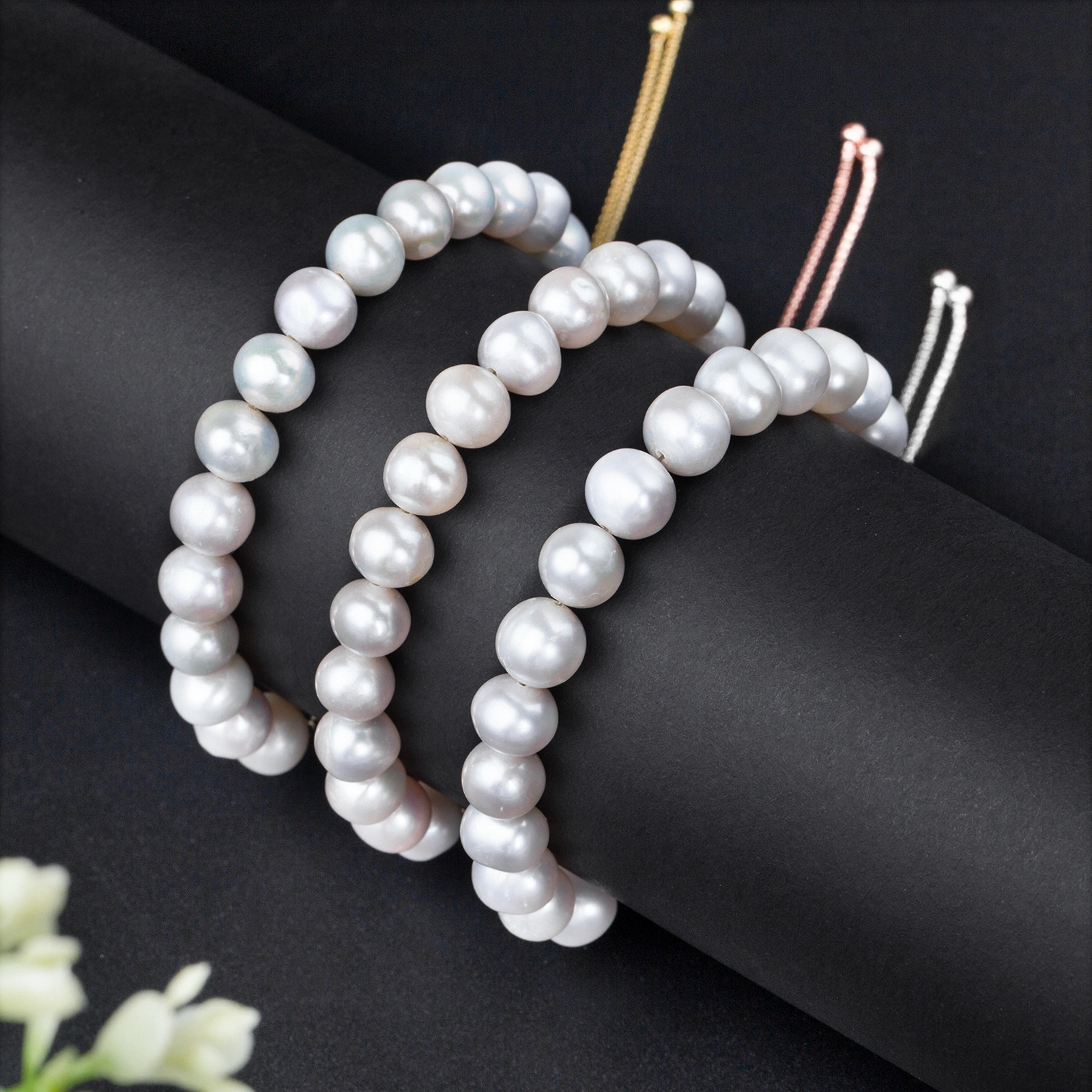 6-7mm potato shape freshwater pearl silver adjustable chain bracelet for women girls