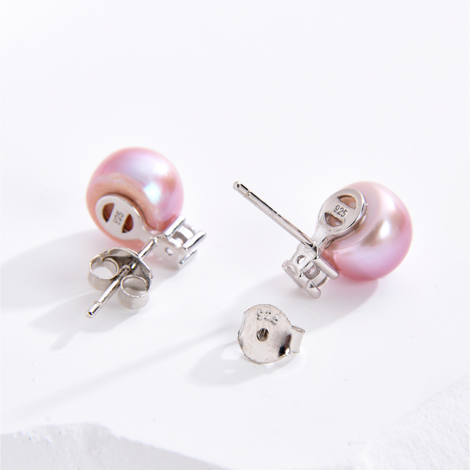 8-9mm freshwater cultured purple pearl earrings with 925 sterling silver stud women girls jewelry gift