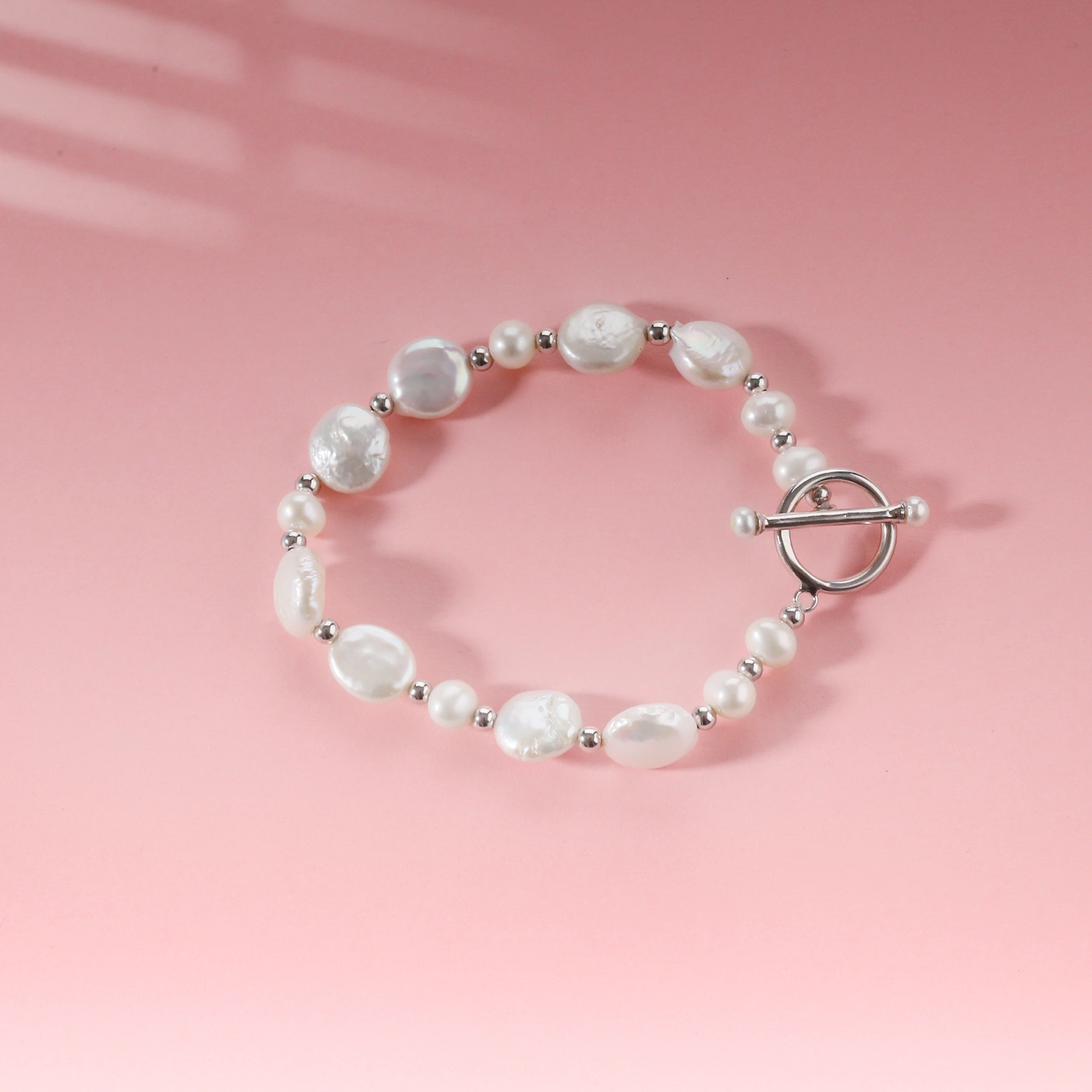 925 sterling silver beads pearl bracelet design with ot clasp fashion handmade freshwater pearl jewelry