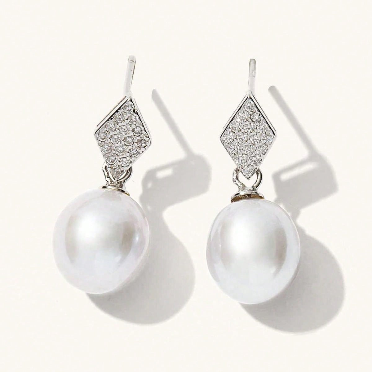 freshwater pearl drop earrings fashion handmade elegant with cz stud