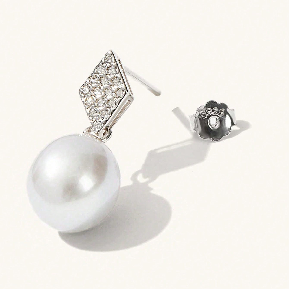 fashion handmade silver cz pearl drop earrings for women girls