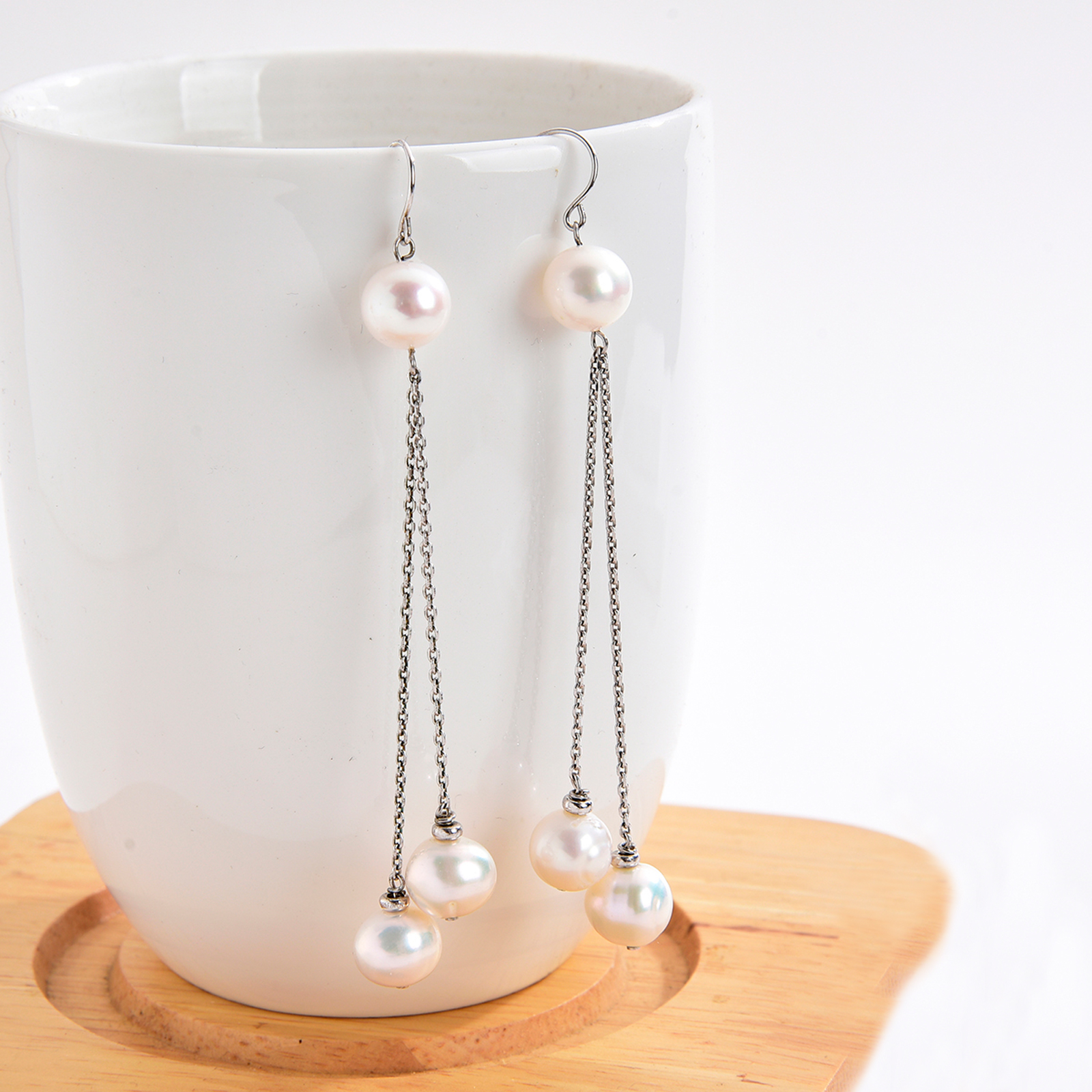 925 sterling silver drop earrings with freshwater pearl for women