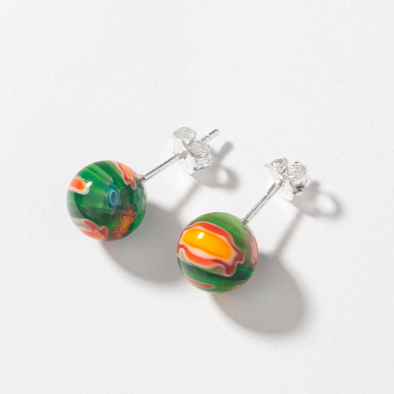 8mm murano beads earrings with 925 sterling silver stud women girls jewelry gift