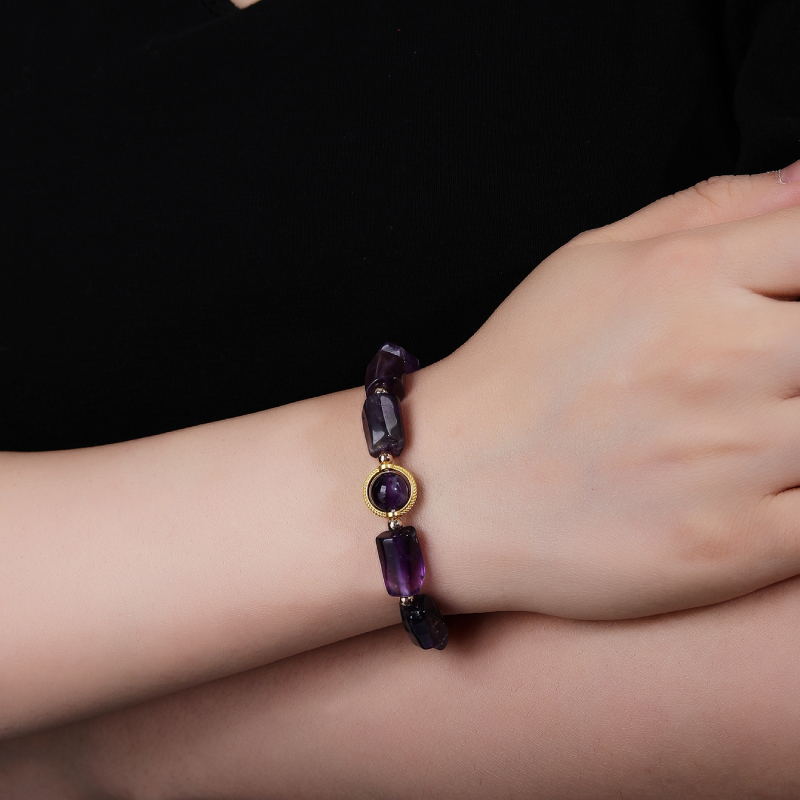stone stretchy bracelet with brass beads jewelry gifts